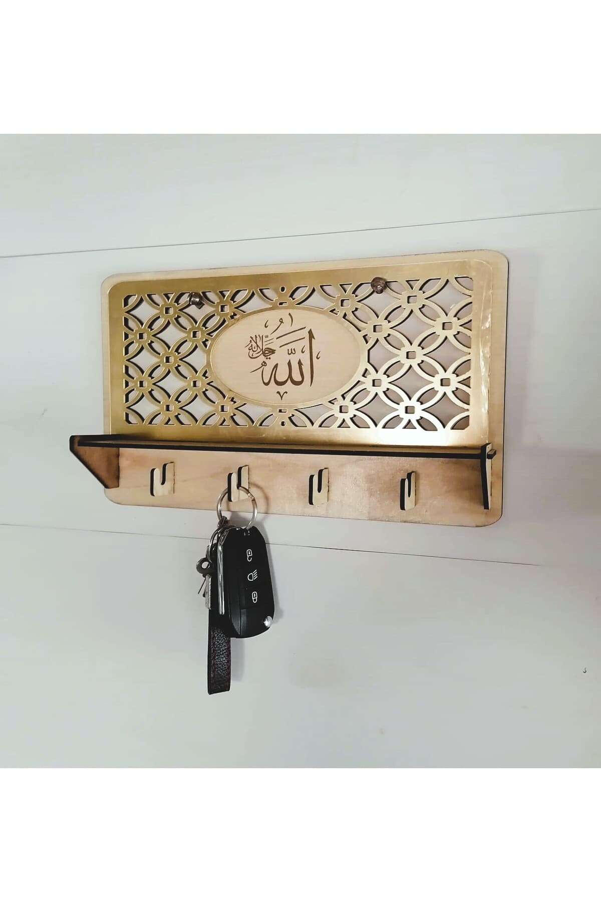 Ahşap Dekoratif Anahtarlık Askısı Allah yazılı - Detay