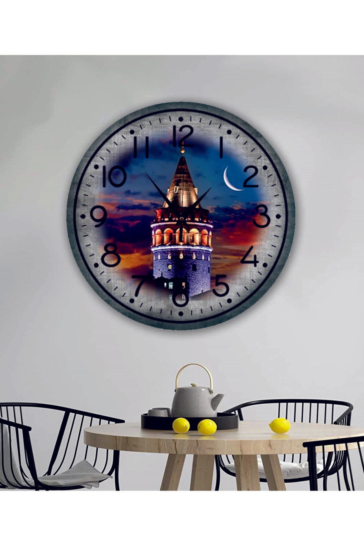 bilge Tasarım retro GALATA KULESİ Duvar Saati 40 x 40 CM