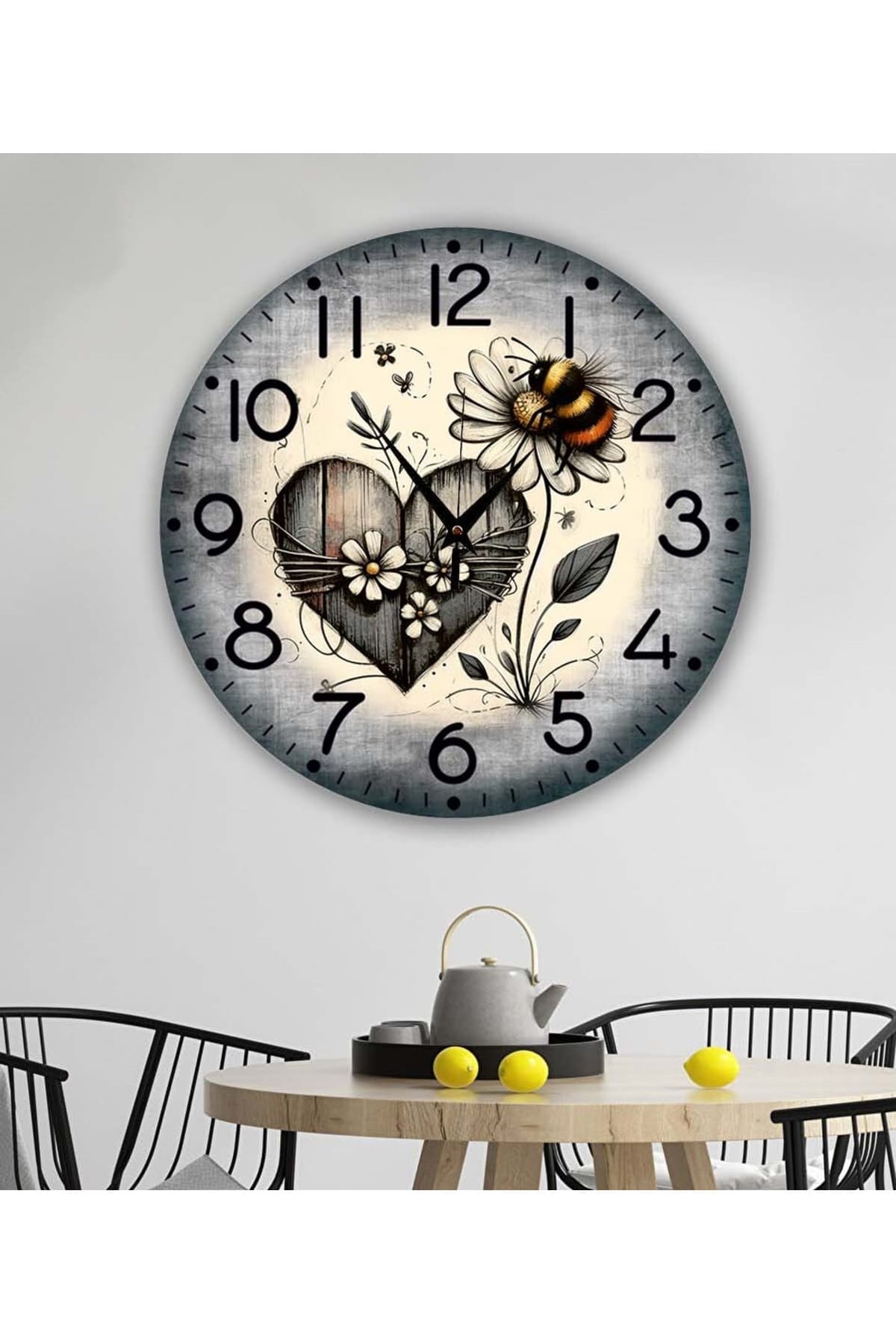 bilge Tasarım retro harita detaylı Duvar Saati 35 x 35 CM