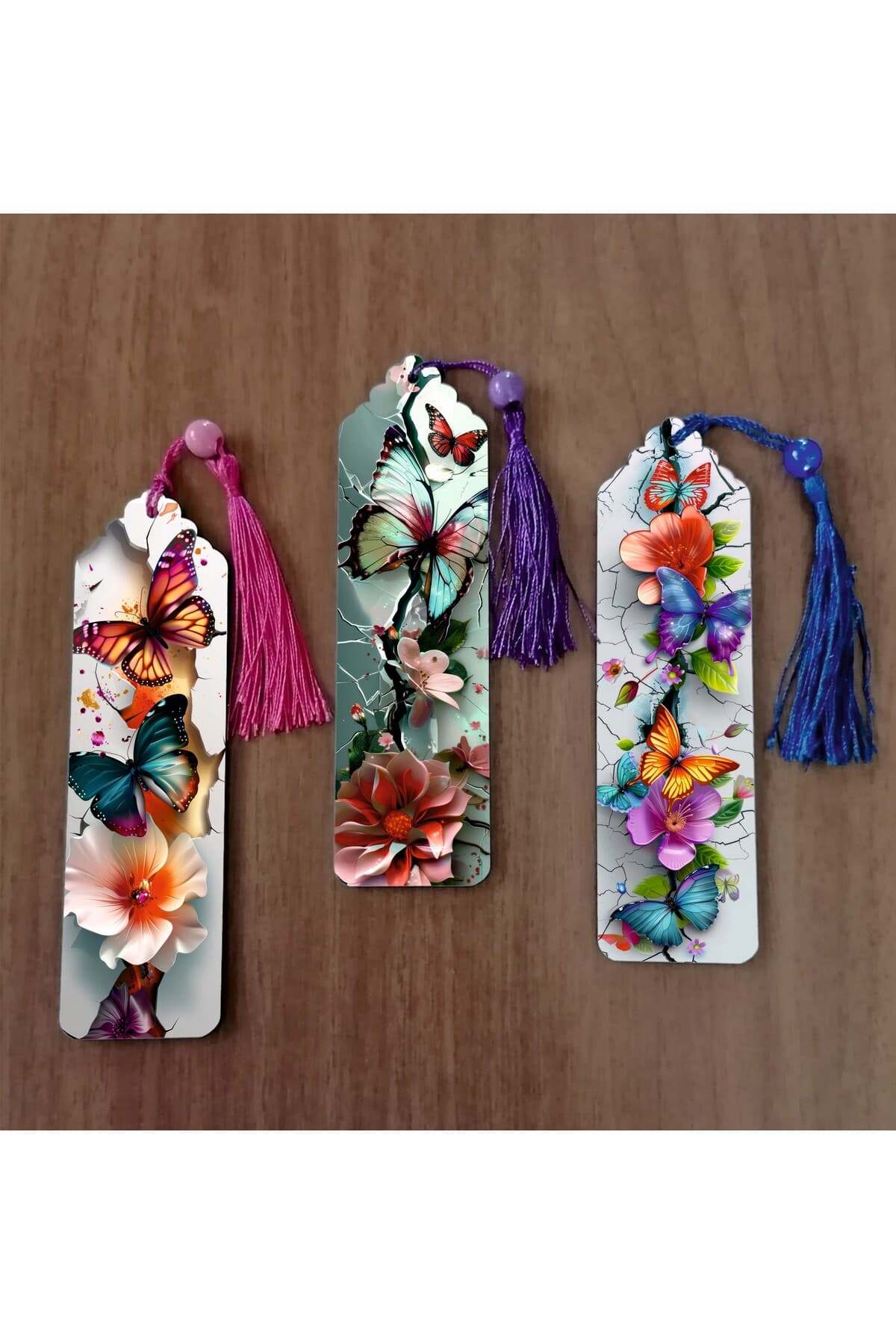 BİLGE TASARIM Design KELEBEK Temalı Sevimli Kitap Ayraçları 3’lü SET