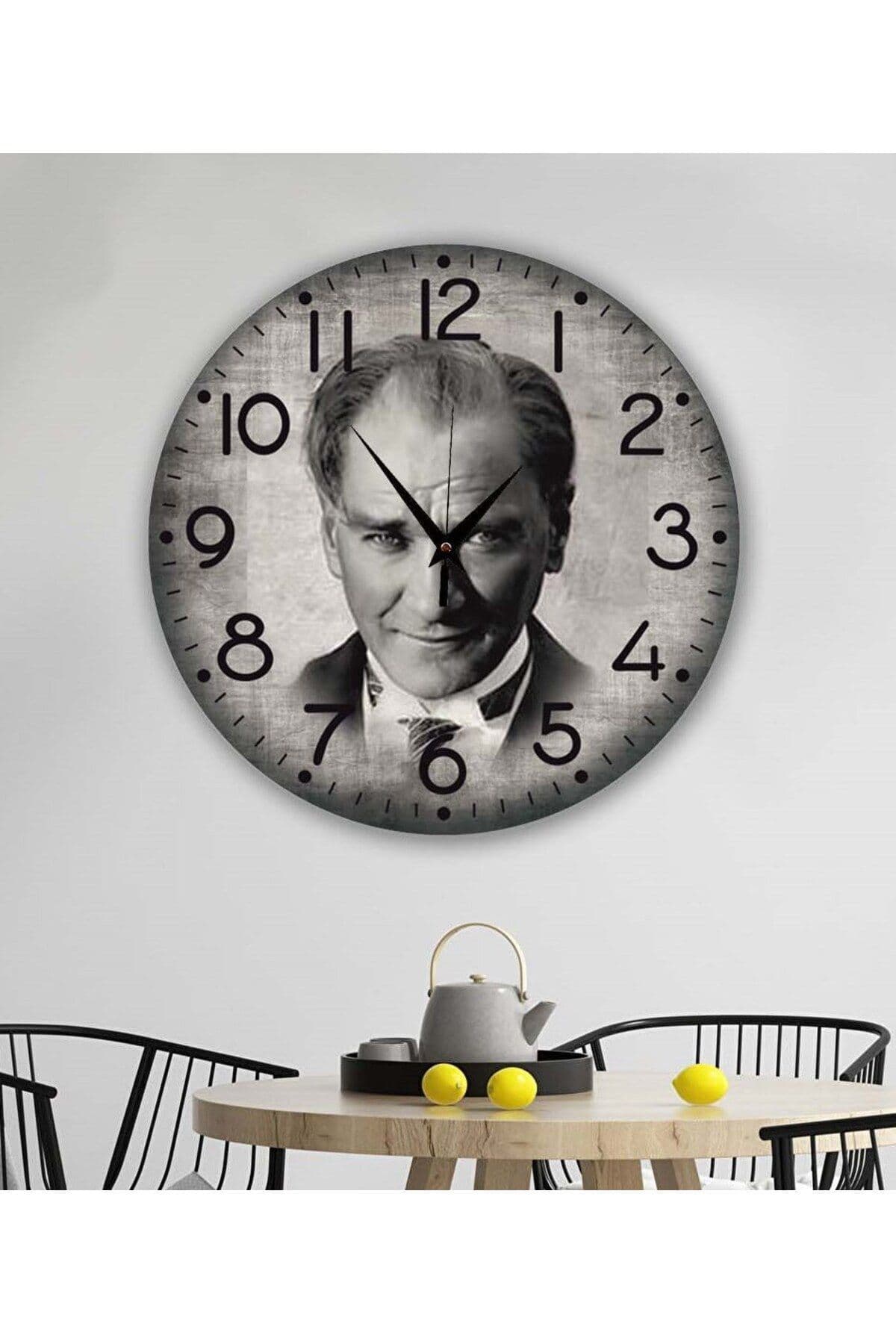 bilge Tasarım ATATÜRK detaylı Duvar Saati 35 x 35 CM