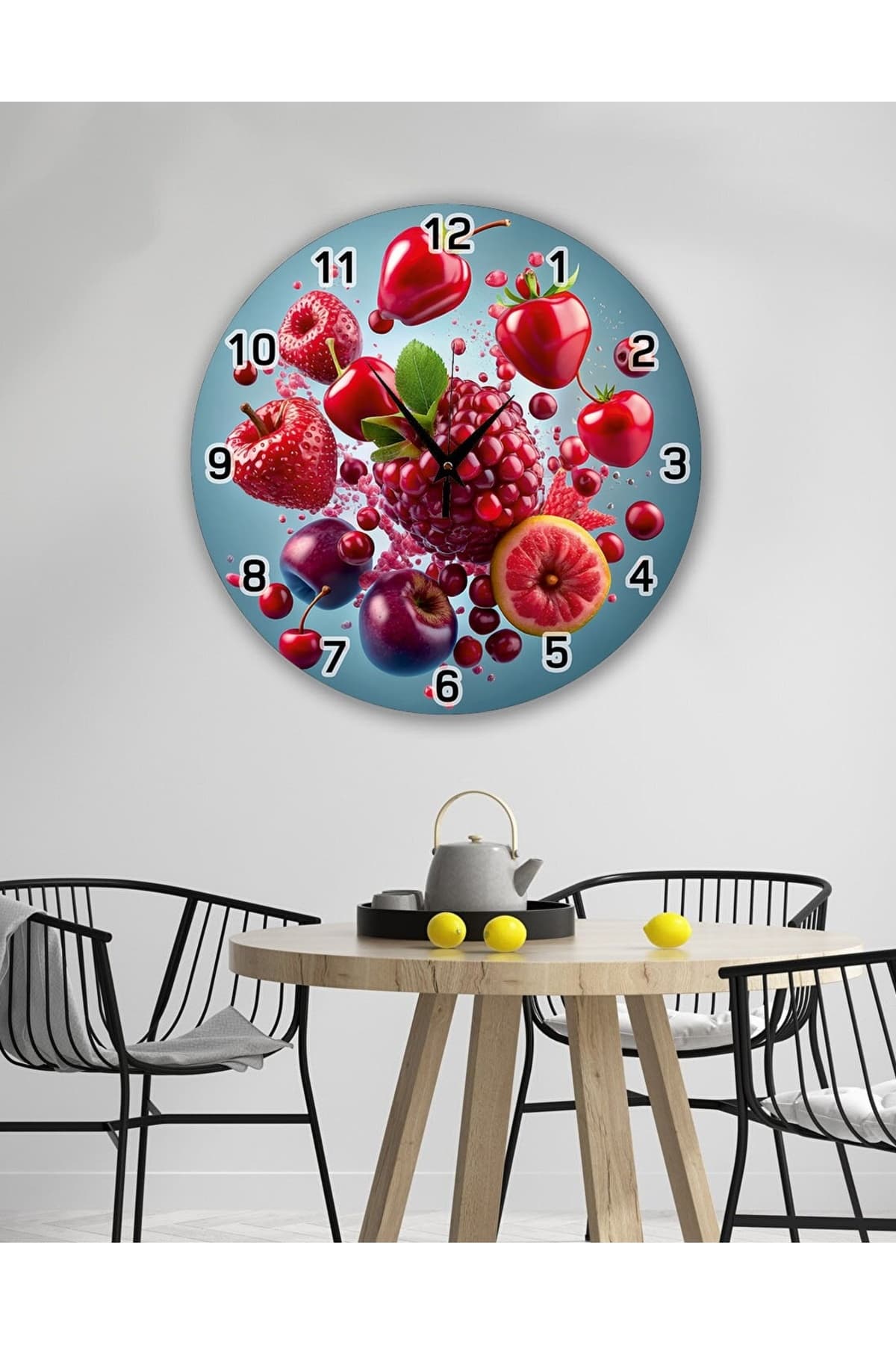 bilge Tasarım MEYVELER temalı duvar saati 35 cm x 35 cm