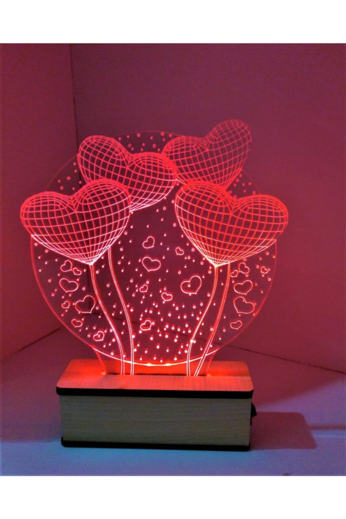 3d Led Gece Lambası Sevgiliye Hediye Masa Lambası Kalpli