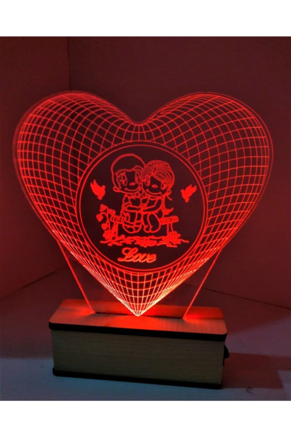 3d Led Gece Lambası Sevgiliye Hediye Masa Lambası Kalpli Love Temalı