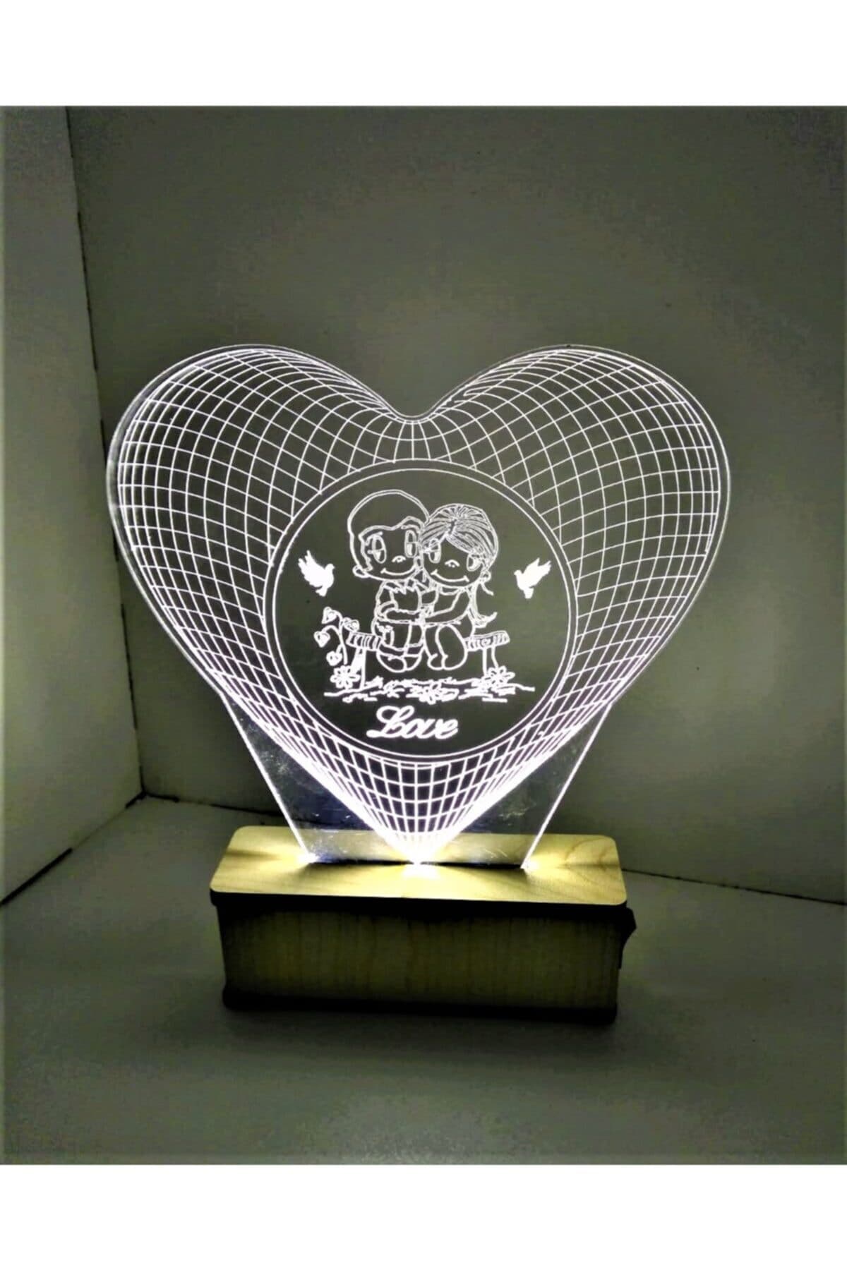 3d Led Gece Lambası Sevgiliye Hediye Masa Lambası Kalpli Love Temalı