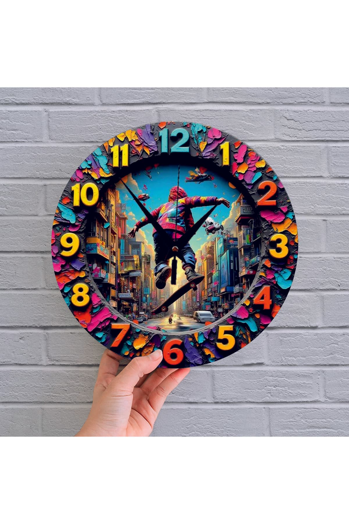 bilge Tasarım 2D GÖRÜNÜMLÜ BASKILI ÇOCUK ODASI Duvar Saati 30 x 30CM