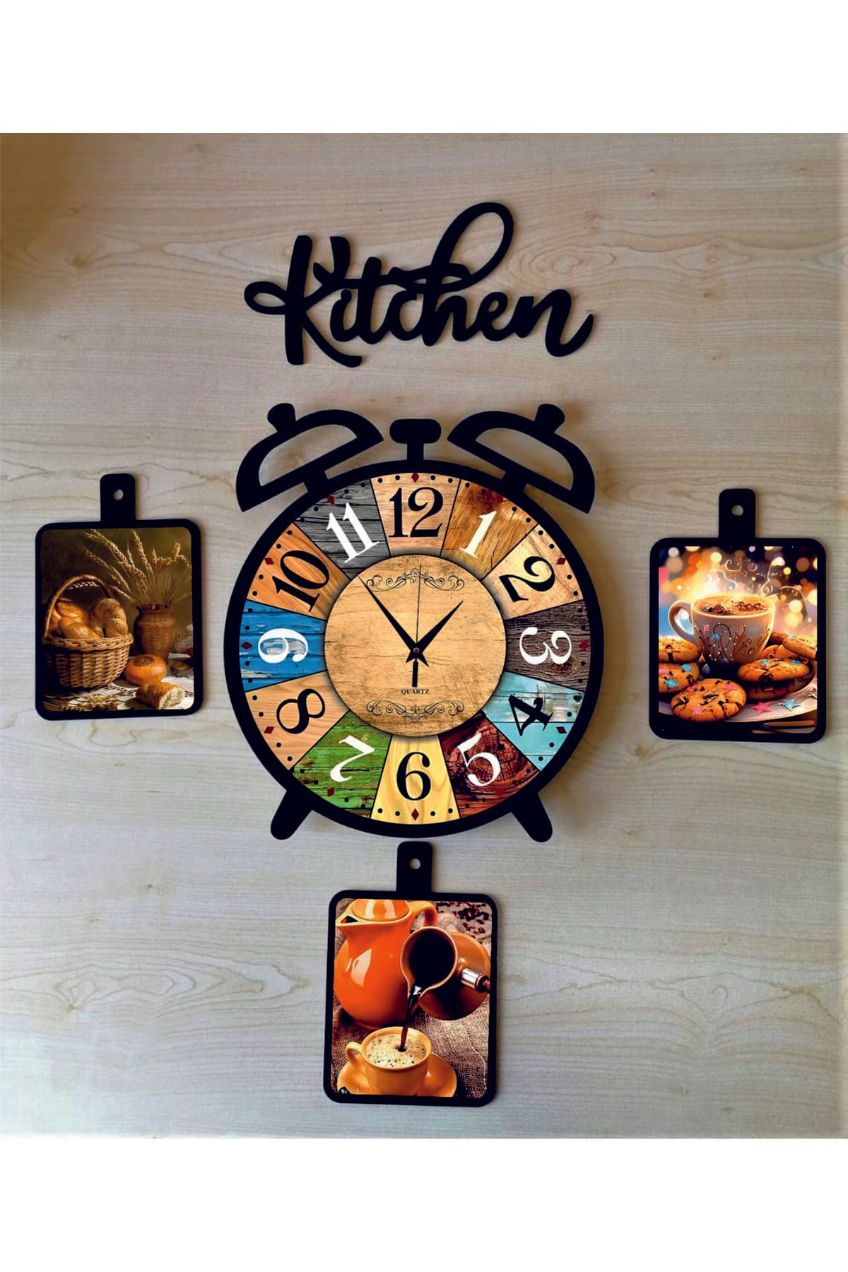 Bilge Ahşap RETRO TASARIM Dekoratif Mutfak Saati (kitchen)