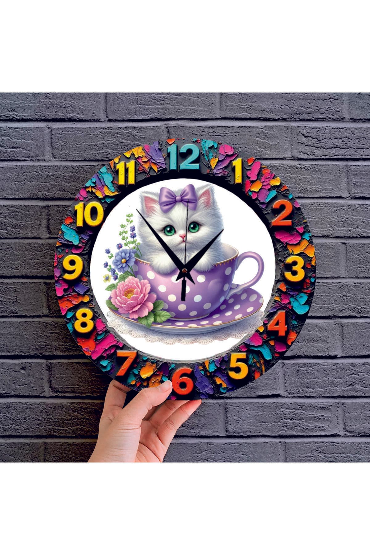 bilge Tasarım 2D GÖRÜNÜMLÜ BASKILI ÇOCUK ODASI Duvar Saati 30 x 30CM - Detay