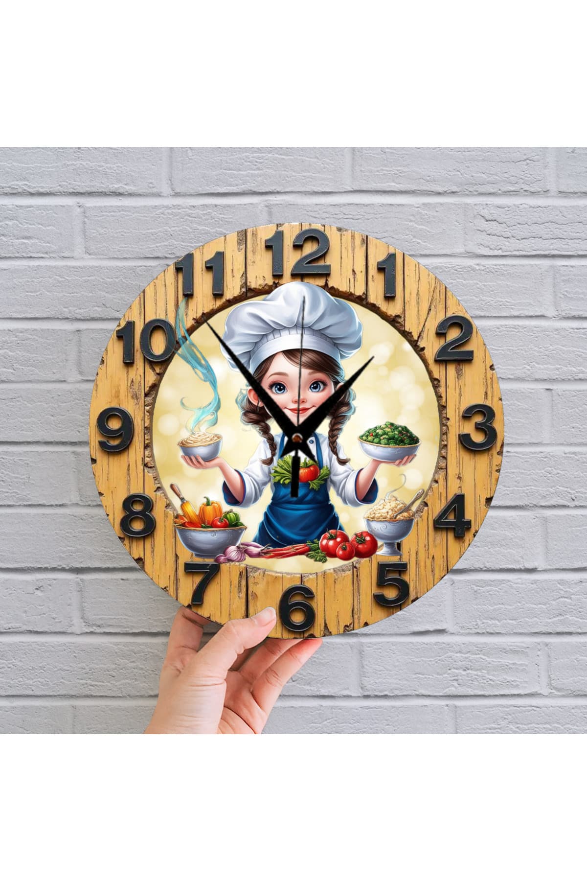 bilge Tasarım 2D GÖRÜNÜMLÜ MUTFAK Duvar Saati 35 x 35 CM