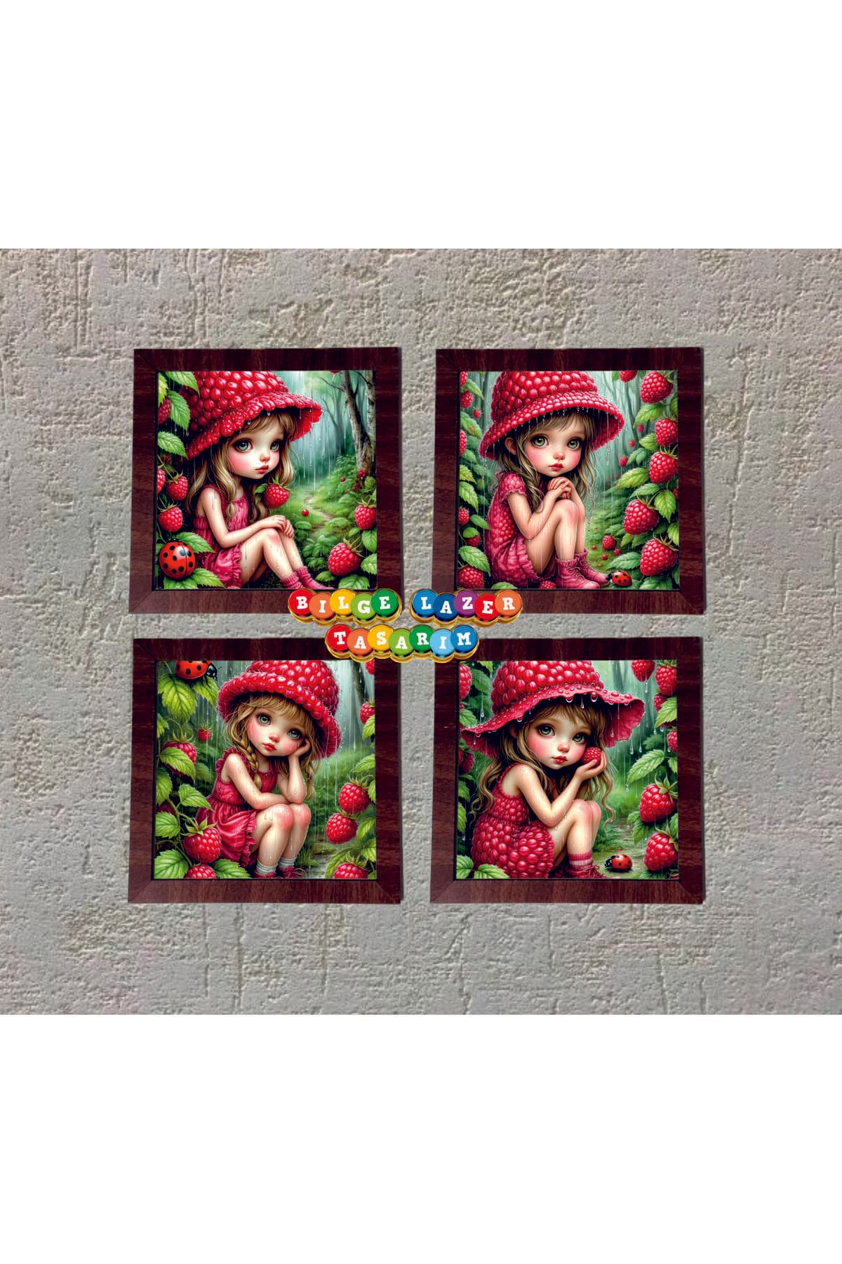 Ahşap Çerçeveli 4 Adet 20X20cm DÜZ RESİM TABLO