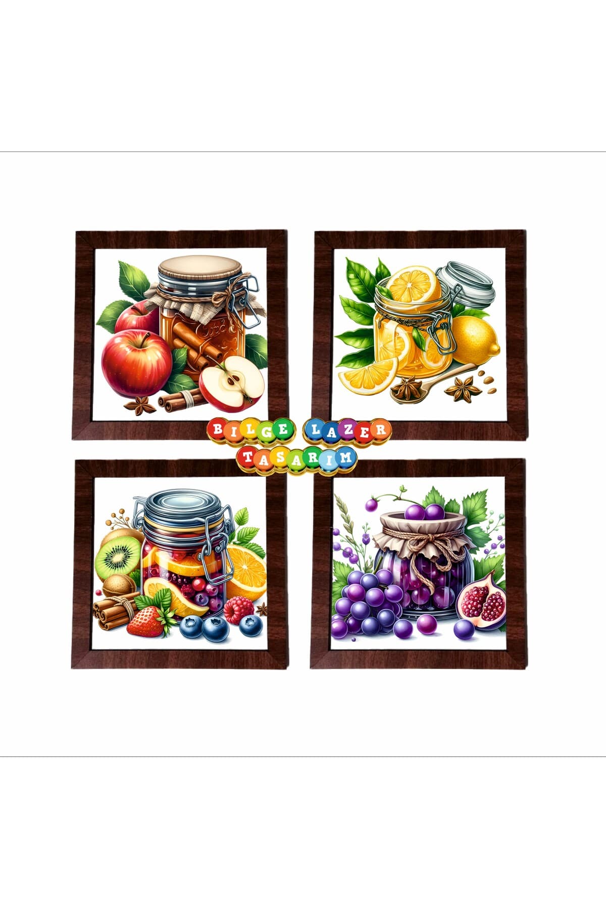 Ahşap Çerçeveli 4 Adet 20X20cm DÜZ RESİM TABLO