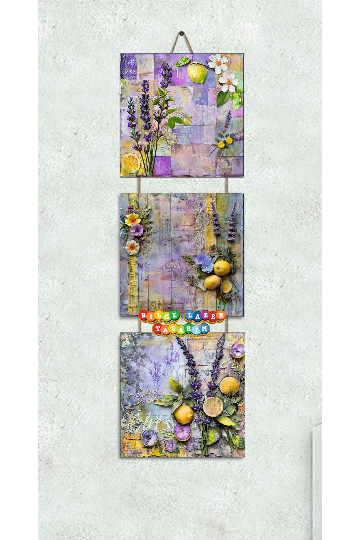 Otantik Hediyelik halatlı dekoratif tablo detaylı 3 lü set