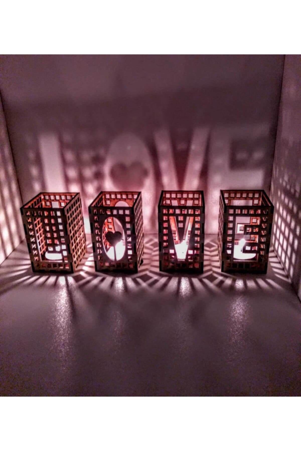 Bilge Sevgililer Günü Sevgiliye Hediye Ev Hediyesi Ahşap Dekorasyon Love Mumluk