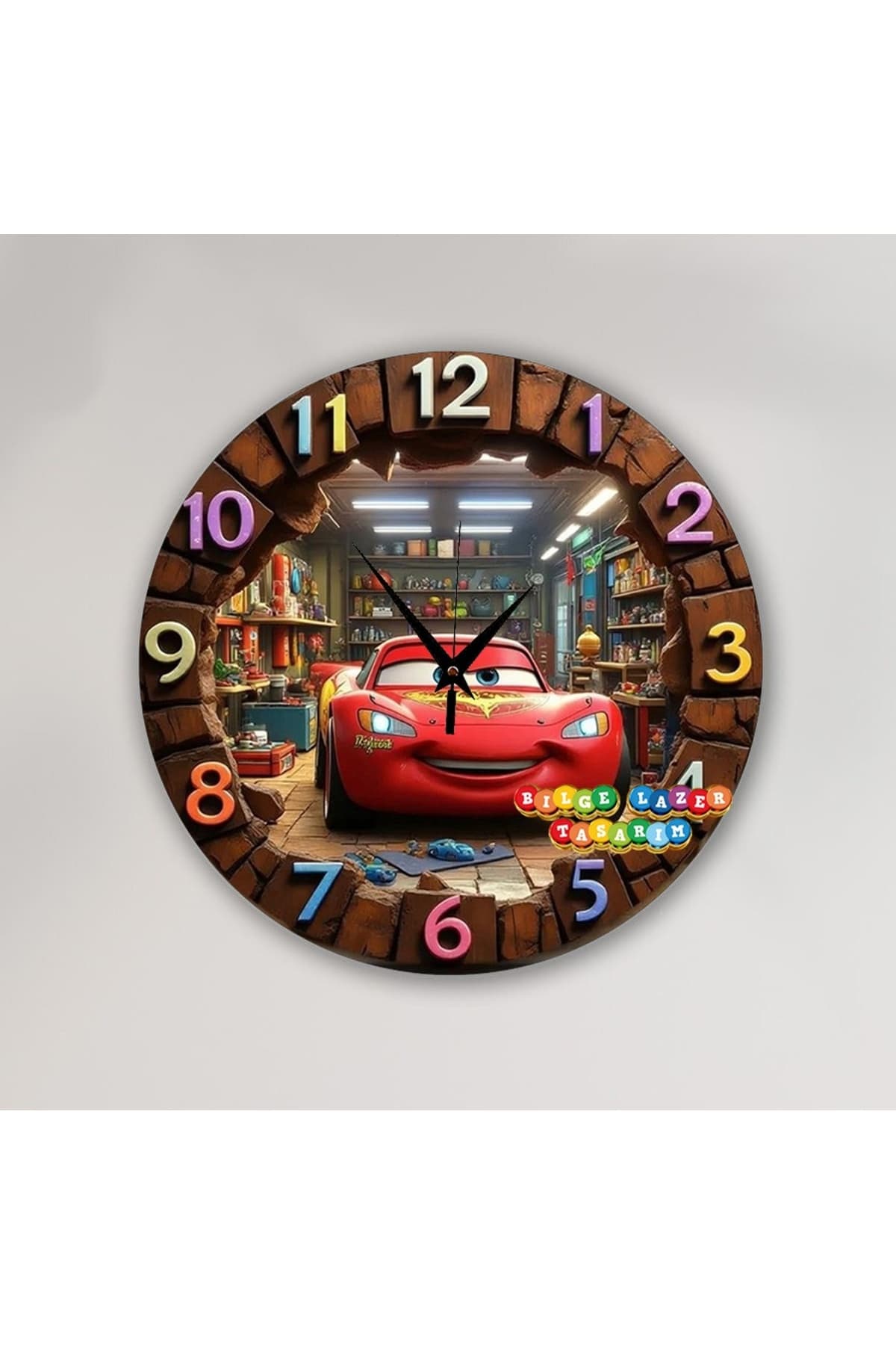 Bilge Ahşap RETRO TASARIM Dekoratif duvar Saati 2 D görünümlü ( kabartma degildir dijital uv baskı )