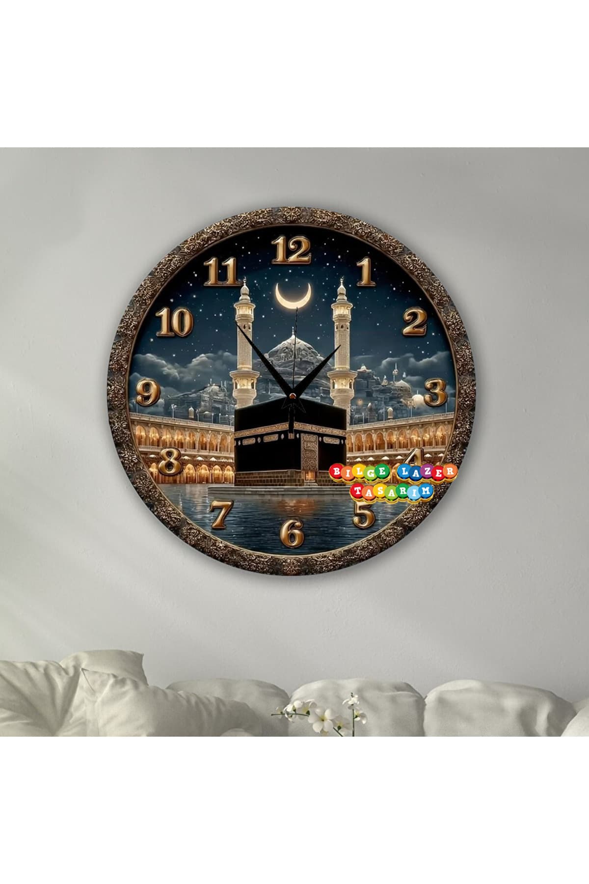 Bilge Ahşap RETRO TASARIM Dekoratif duvar Saati 2 D görünümlü ( kabartma degildir dijital uv baskı )