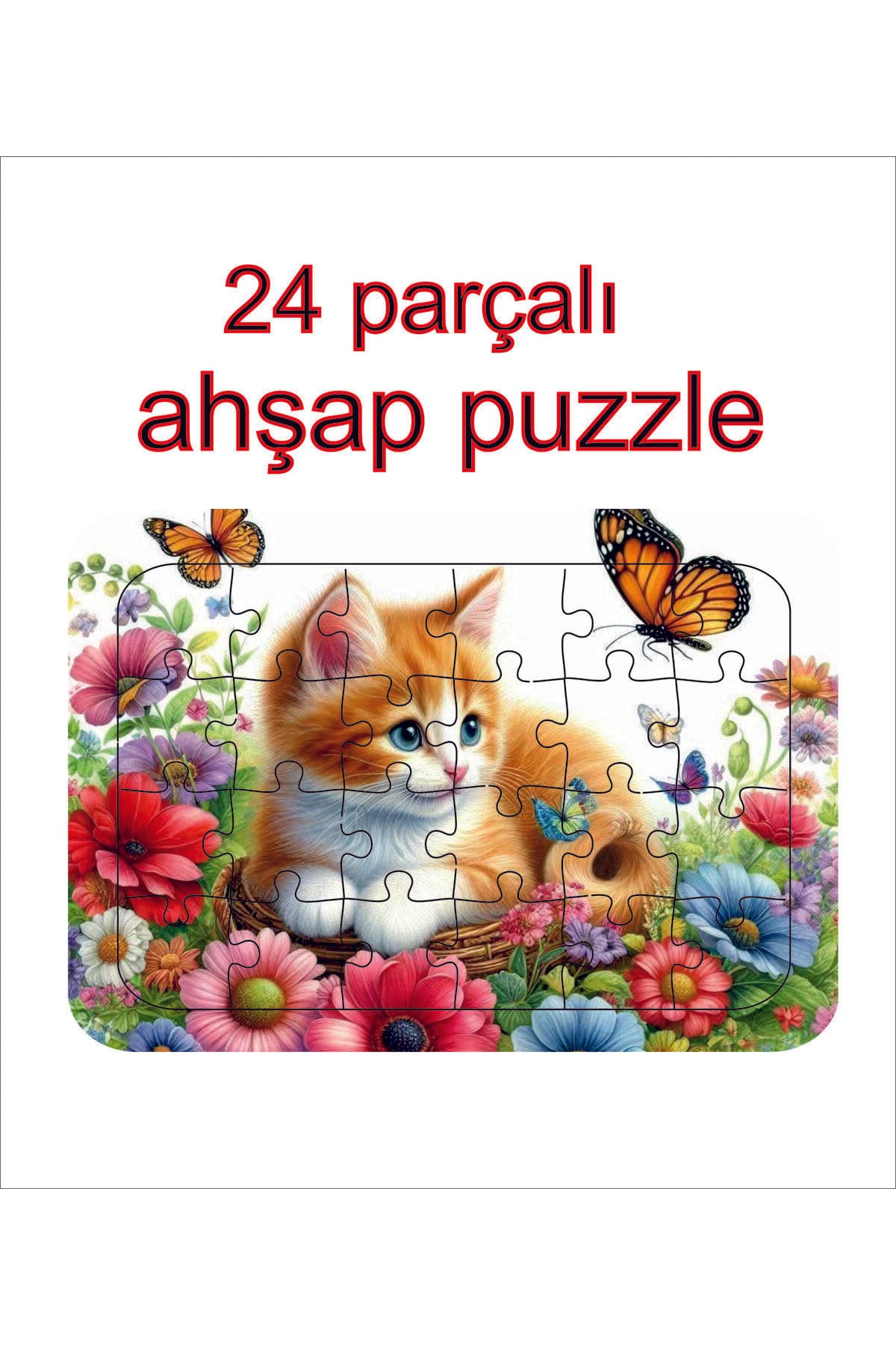 Çocuklar İçin Eğitici ve Öğretici Ahşap Renkli Puzzle ( 24 parçalı )