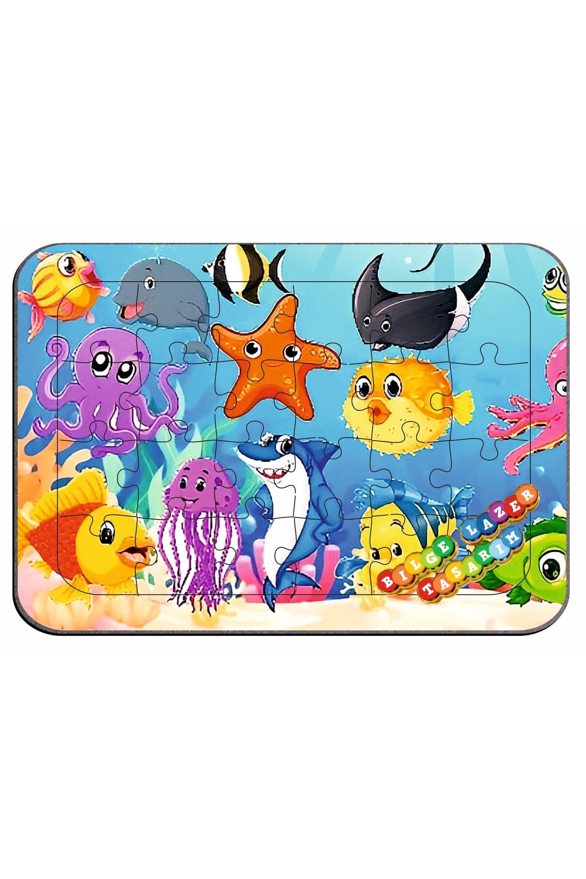 Çocuklar İçin Eğitici ve Öğretici Ahşap Renkli Puzzle ( 24 parçalı ) - Detay