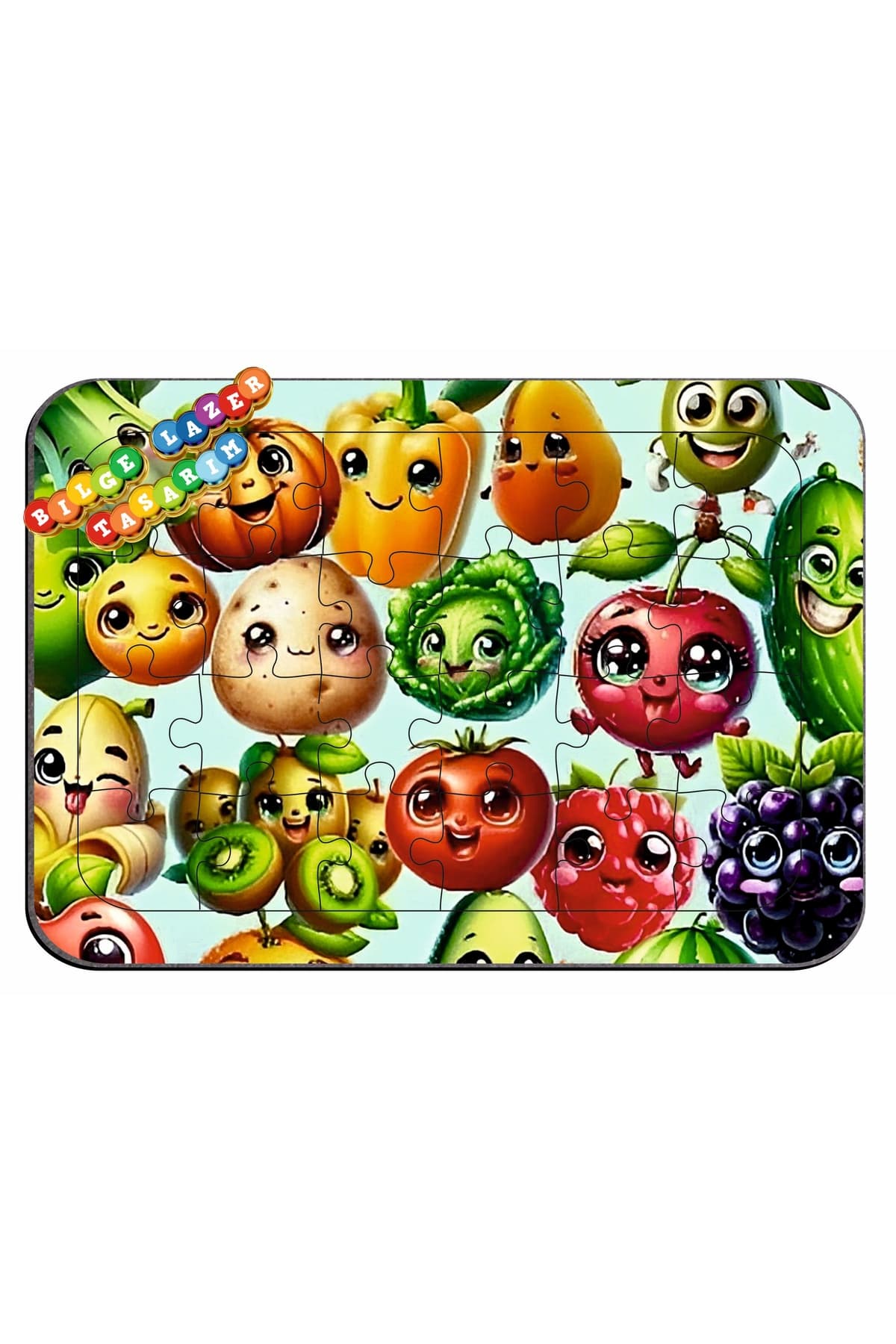 Çocuklar İçin Eğitici ve Öğretici Ahşap Renkli Puzzle ( 24 parçalı ) - Detay