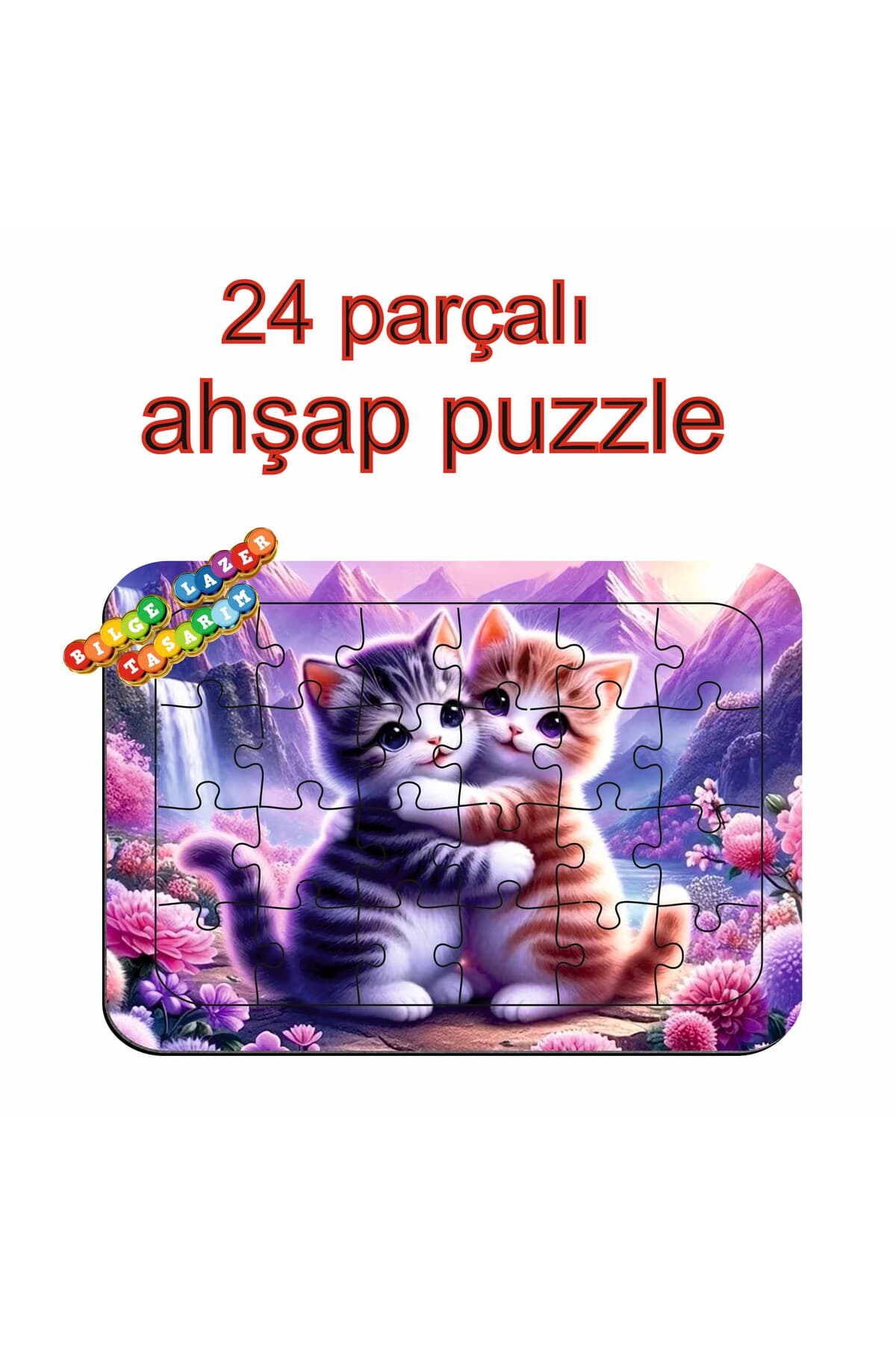 Çocuklar İçin Eğitici ve Öğretici Ahşap Renkli Puzzle ( 24 parçalı )