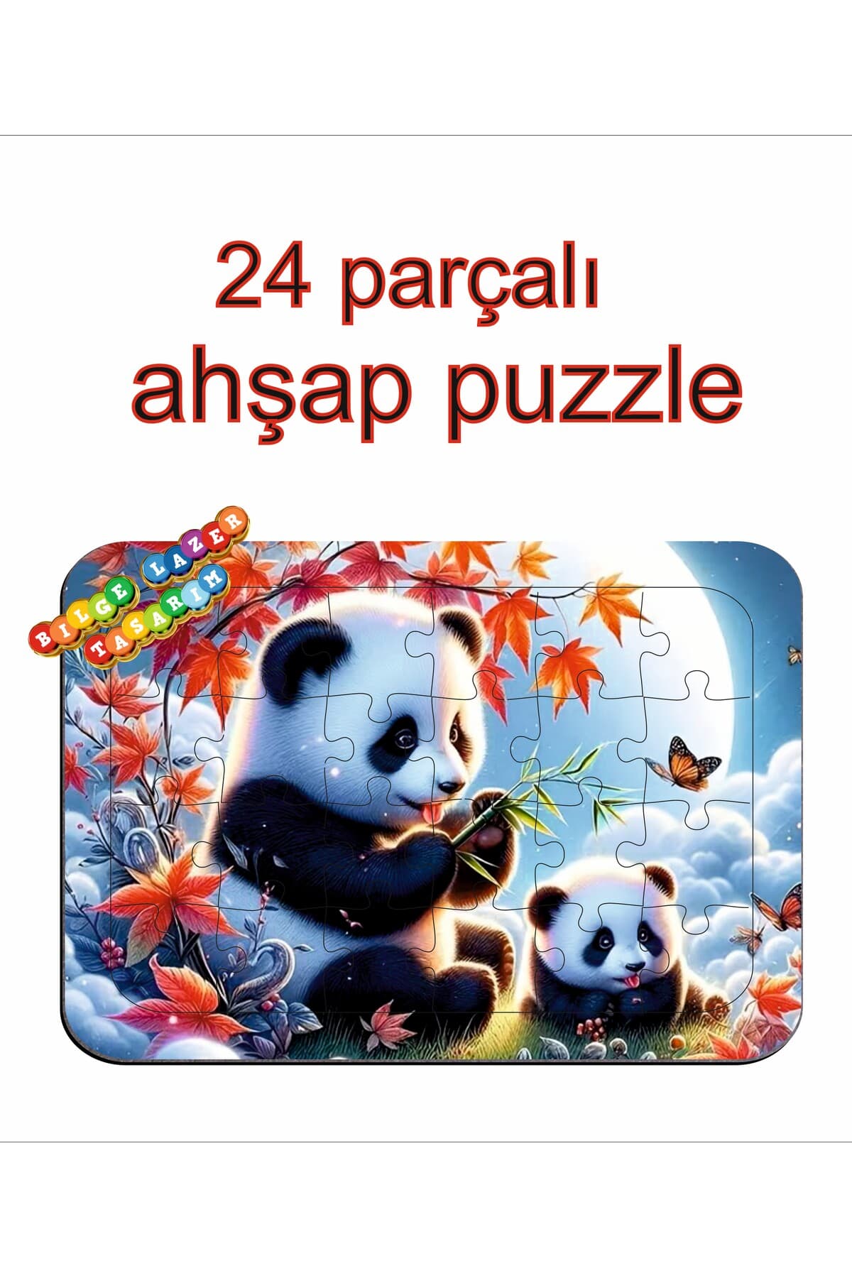 Çocuklar İçin Eğitici ve Öğretici Ahşap Renkli Puzzle ( 24 parçalı )