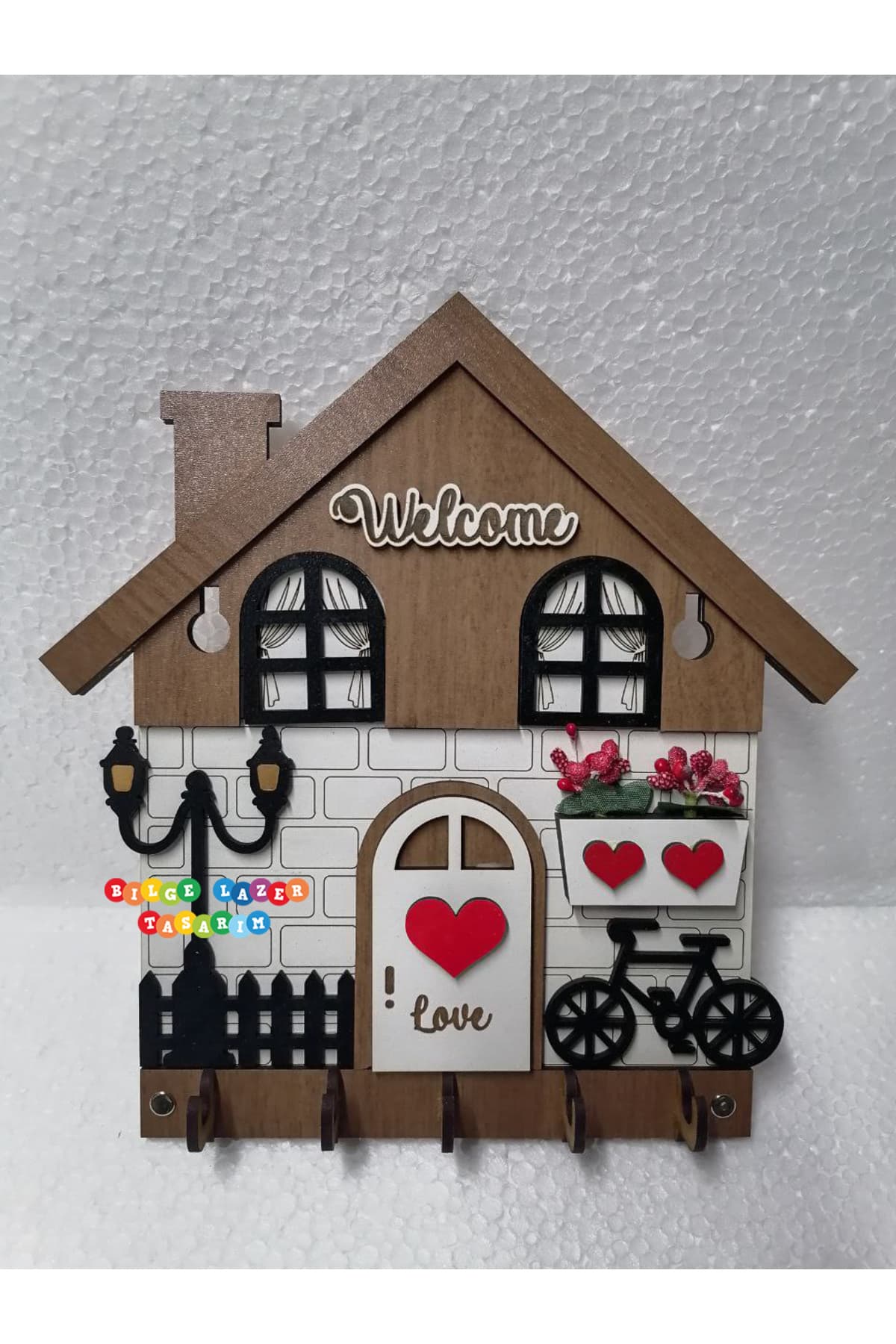 Duvar Askılı Anahtarlık Ev Hediyesi Dekoratif Anahtar Askısı 21 X 24 cm