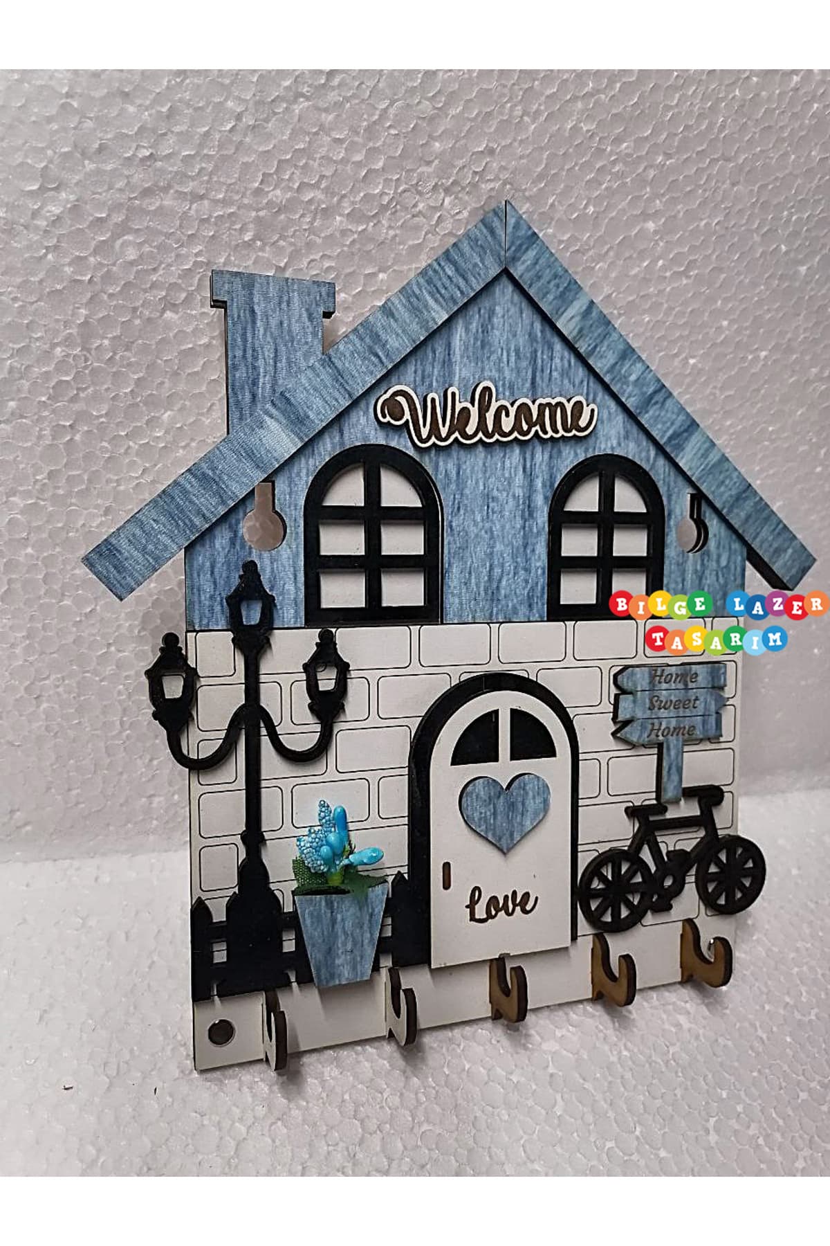 Duvar Askılı Anahtarlık Ev Hediyesi Dekoratif Anahtar Askısı 21 X 24 cm - Detay