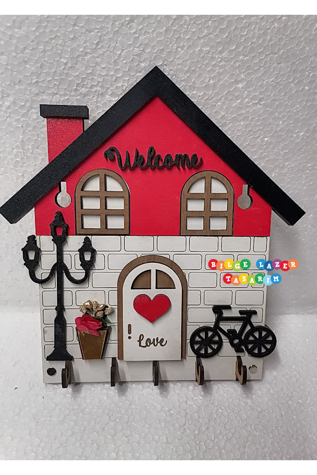Duvar Askılı Anahtarlık Ev Hediyesi Dekoratif Anahtar Askısı 21 X 24 cm