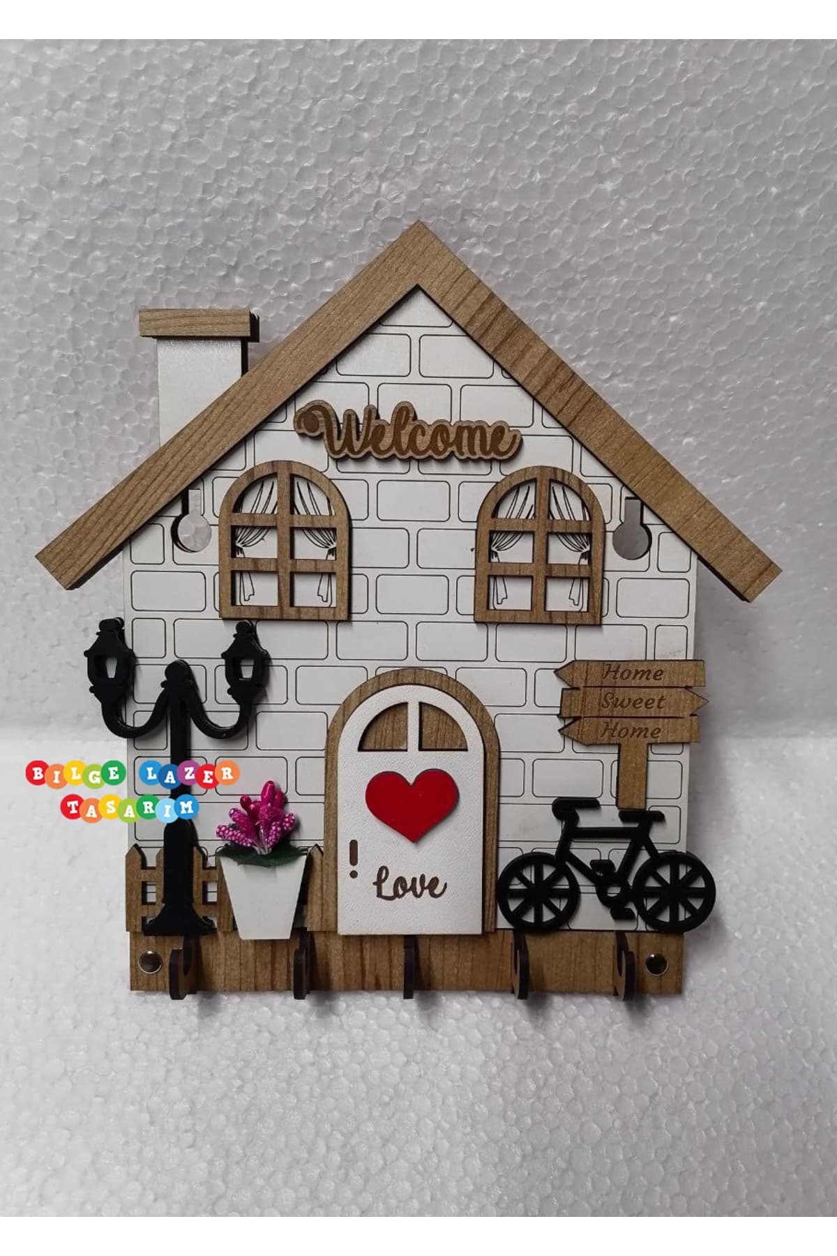 Duvar Askılı Anahtarlık Ev Hediyesi Dekoratif Anahtar Askısı 21 X 24 cm