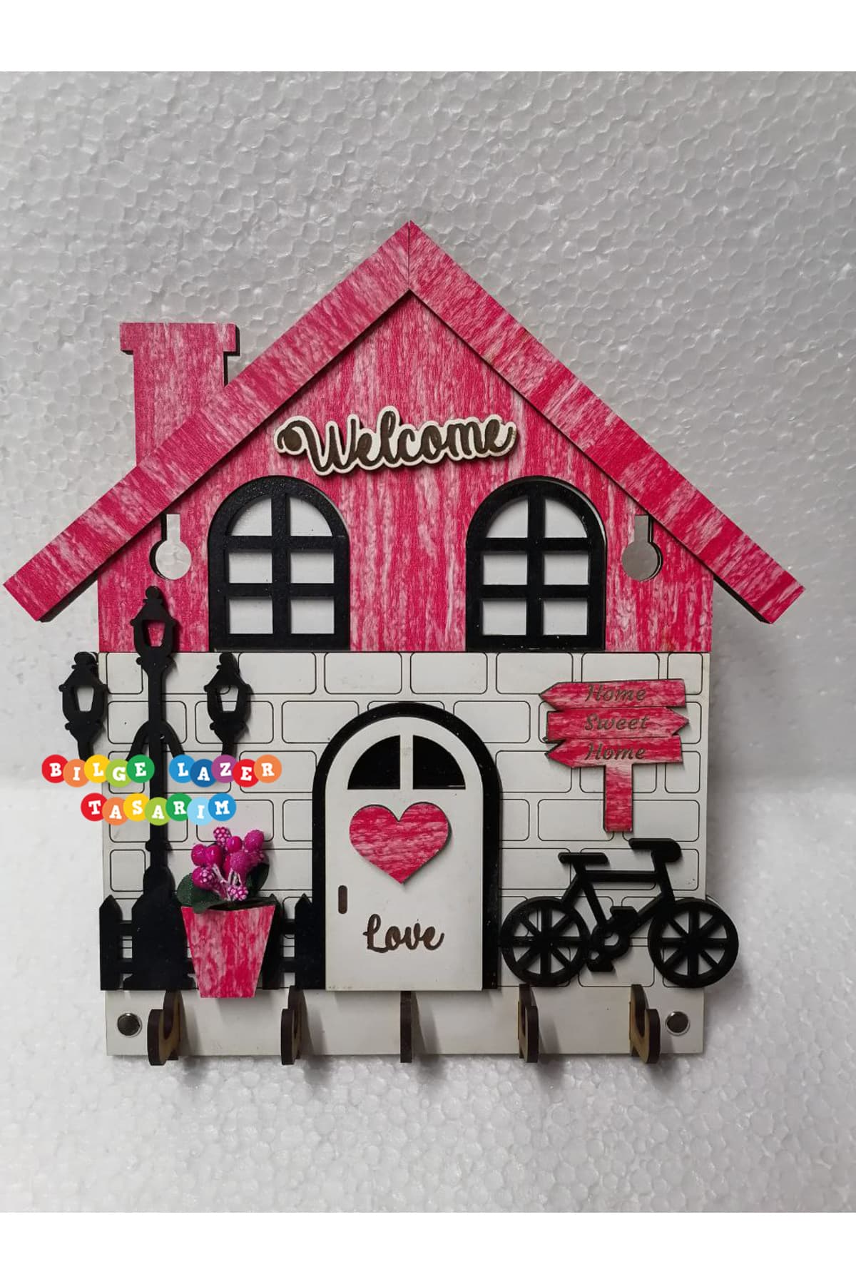 Duvar Askılı Anahtarlık Ev Hediyesi Dekoratif Anahtar Askısı 21 X 24 cm