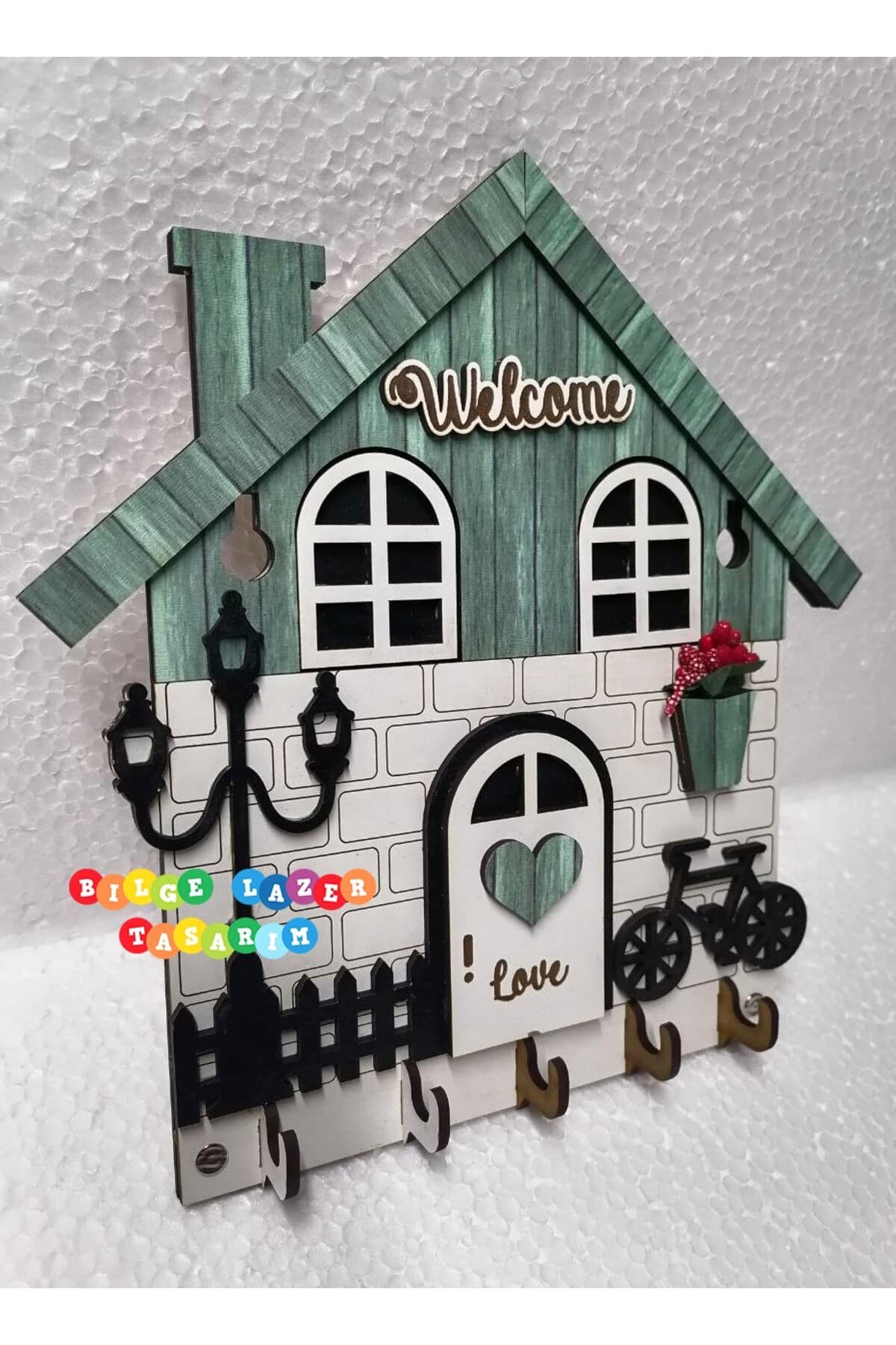 Duvar Askılı Anahtarlık Ev Hediyesi Dekoratif Anahtar Askısı 21 X 24 cm - Detay