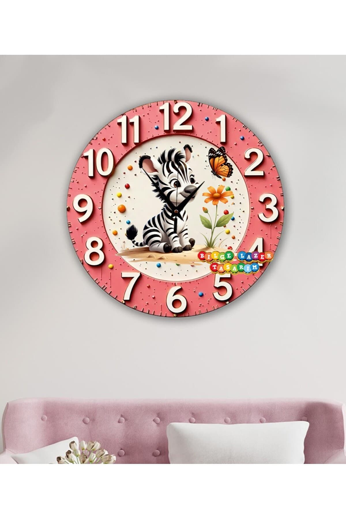 Bilge Ahşap RETRO TASARIM Dekoratif duvar Saati 2 D görünümlü ( kabartma degildir dijital uv baskı )