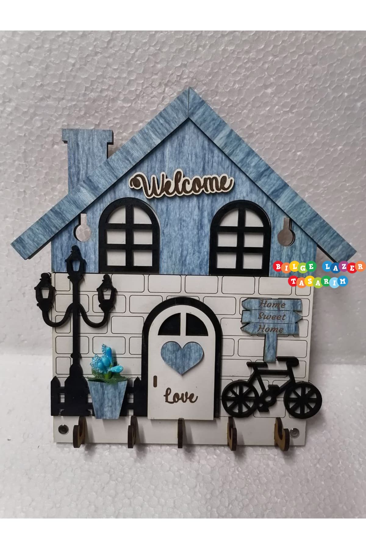 Duvar Askılı Anahtarlık Ev Hediyesi Dekoratif Anahtar Askısı 21 X 24 cm