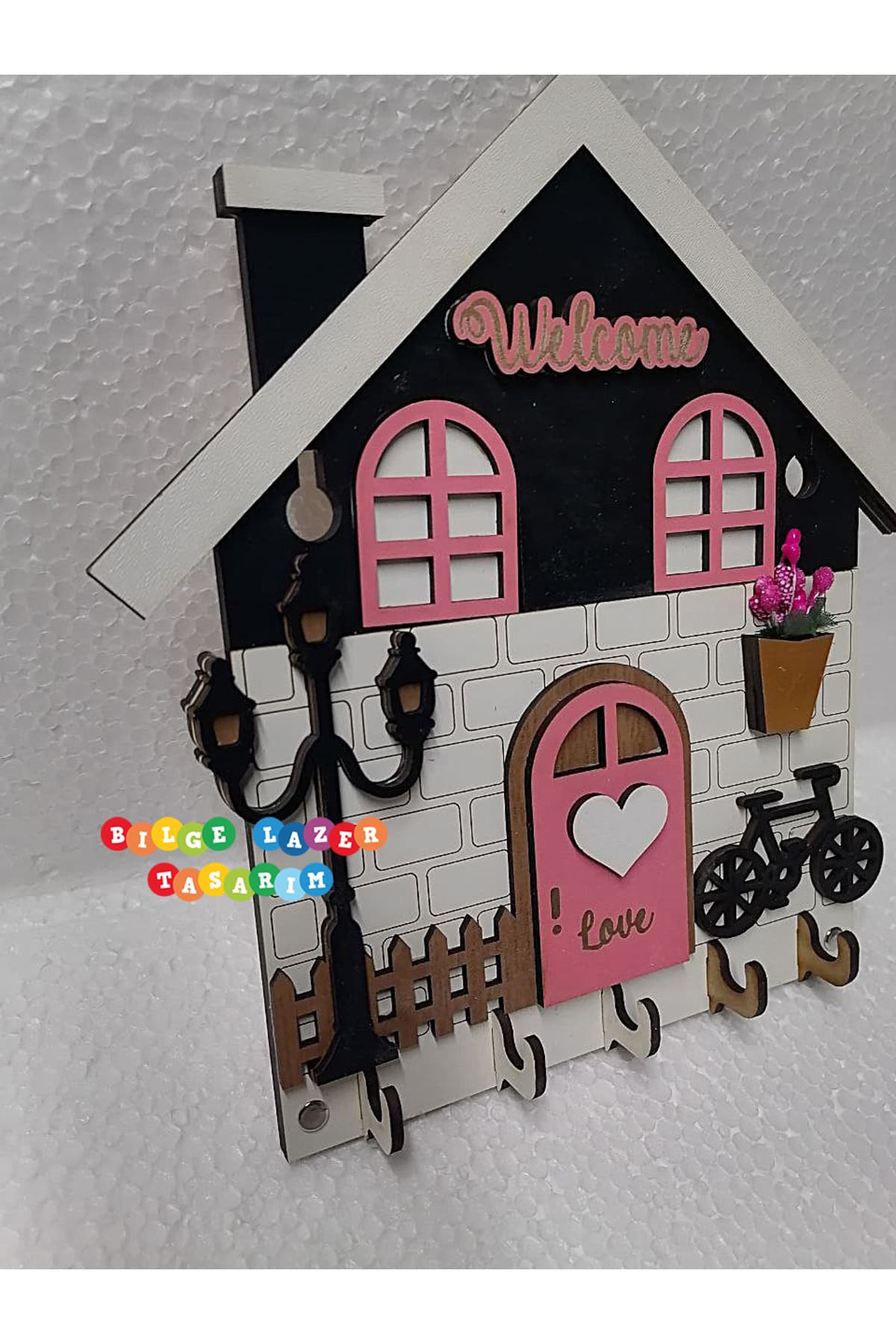 Duvar Askılı Anahtarlık Ev Hediyesi Dekoratif Anahtar Askısı 21 X 24 cm - Detay