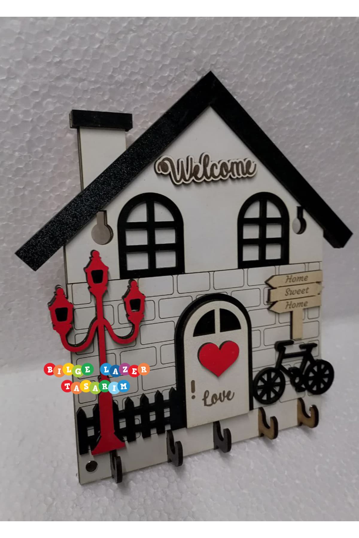Duvar Askılı Anahtarlık Ev Hediyesi Dekoratif Anahtar Askısı 21 X 24 cm - Detay