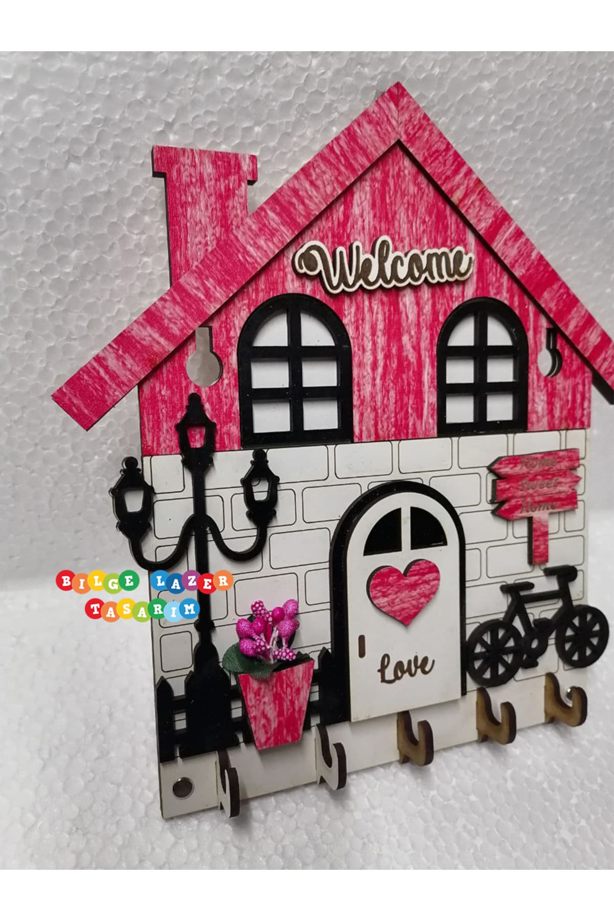Duvar Askılı Anahtarlık Ev Hediyesi Dekoratif Anahtar Askısı 21 X 24 cm - Detay