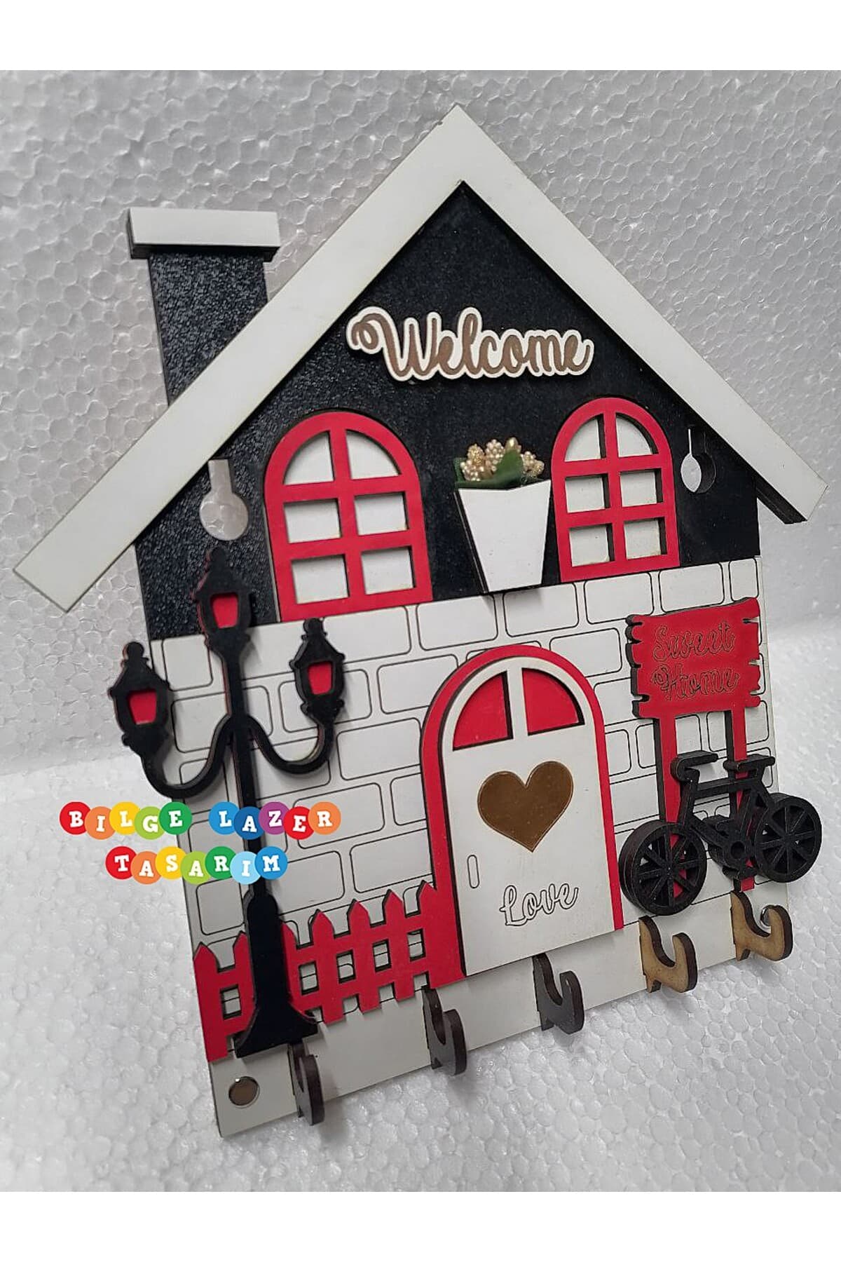 Duvar Askılı Anahtarlık Ev Hediyesi Dekoratif Anahtar Askısı 21 X 24 cm - Detay