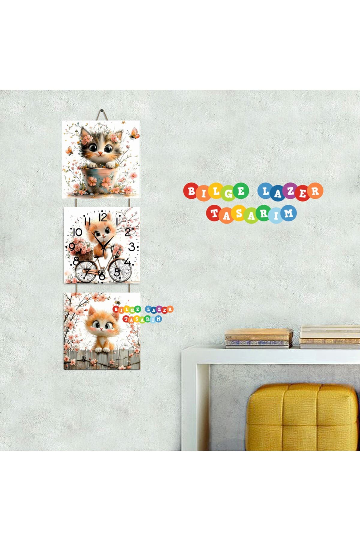Otantik Hediyelik halatlı dekoratif tablo detaylı 3 lü set mutfak (kitchen) saati