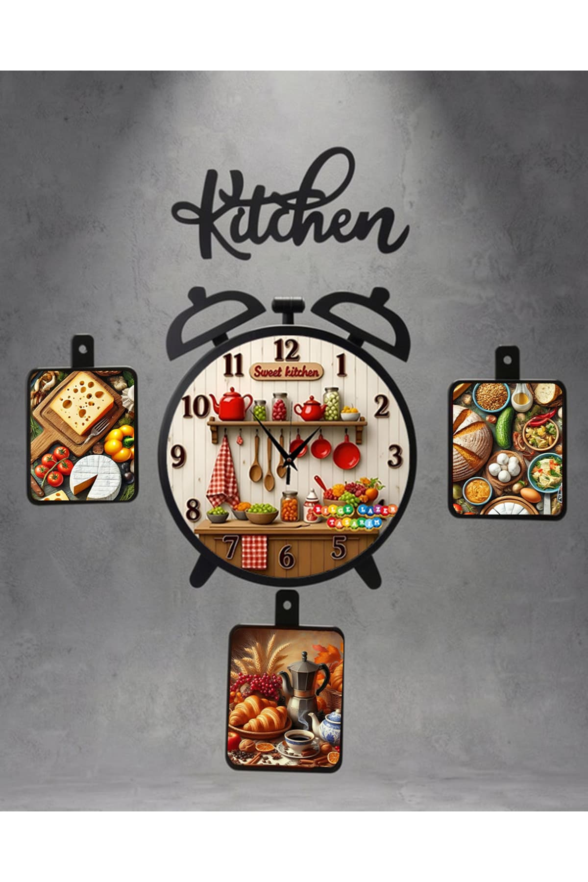 Bilge Ahşap RETRO TASARIM Dekoratif Mutfak Saati (kitchen)