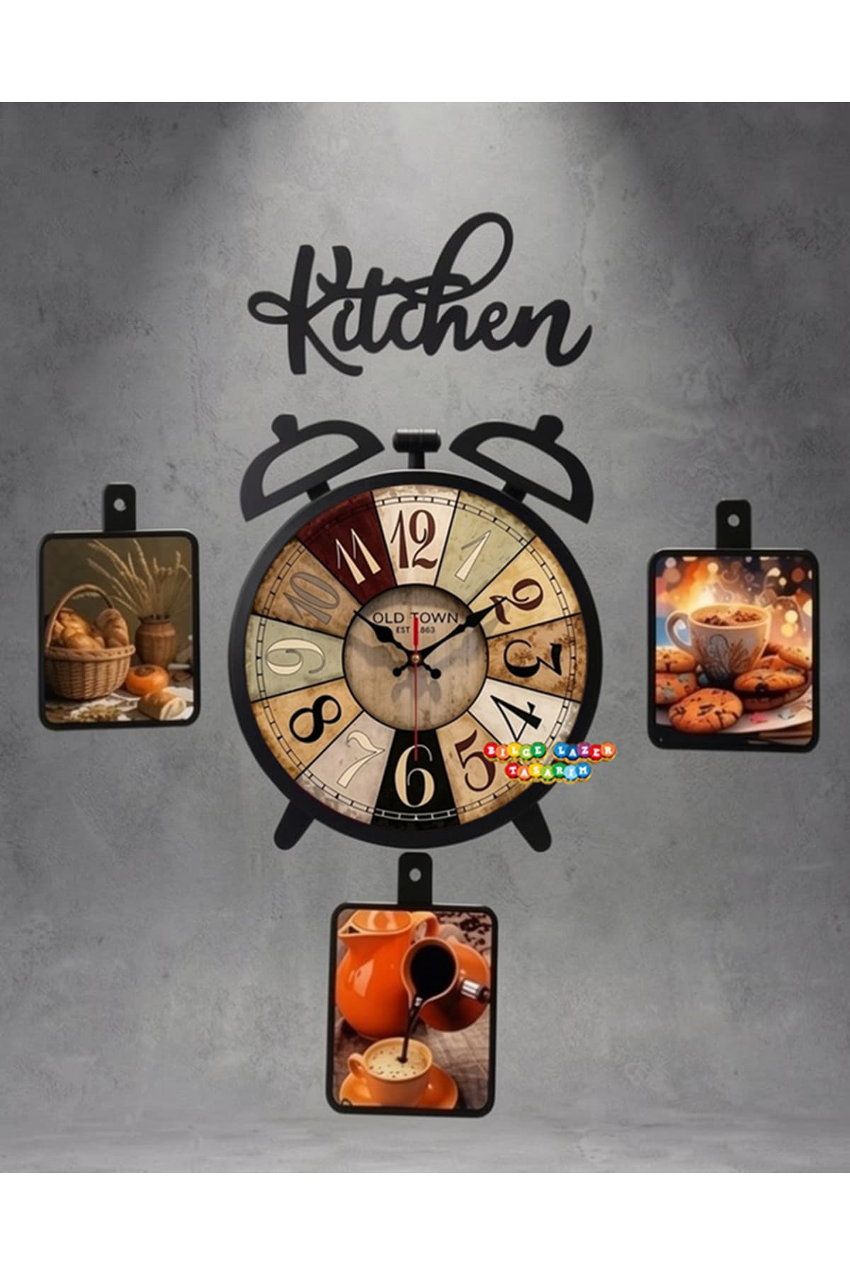 Bilge Ahşap RETRO TASARIM Dekoratif Mutfak Saati (kitchen)