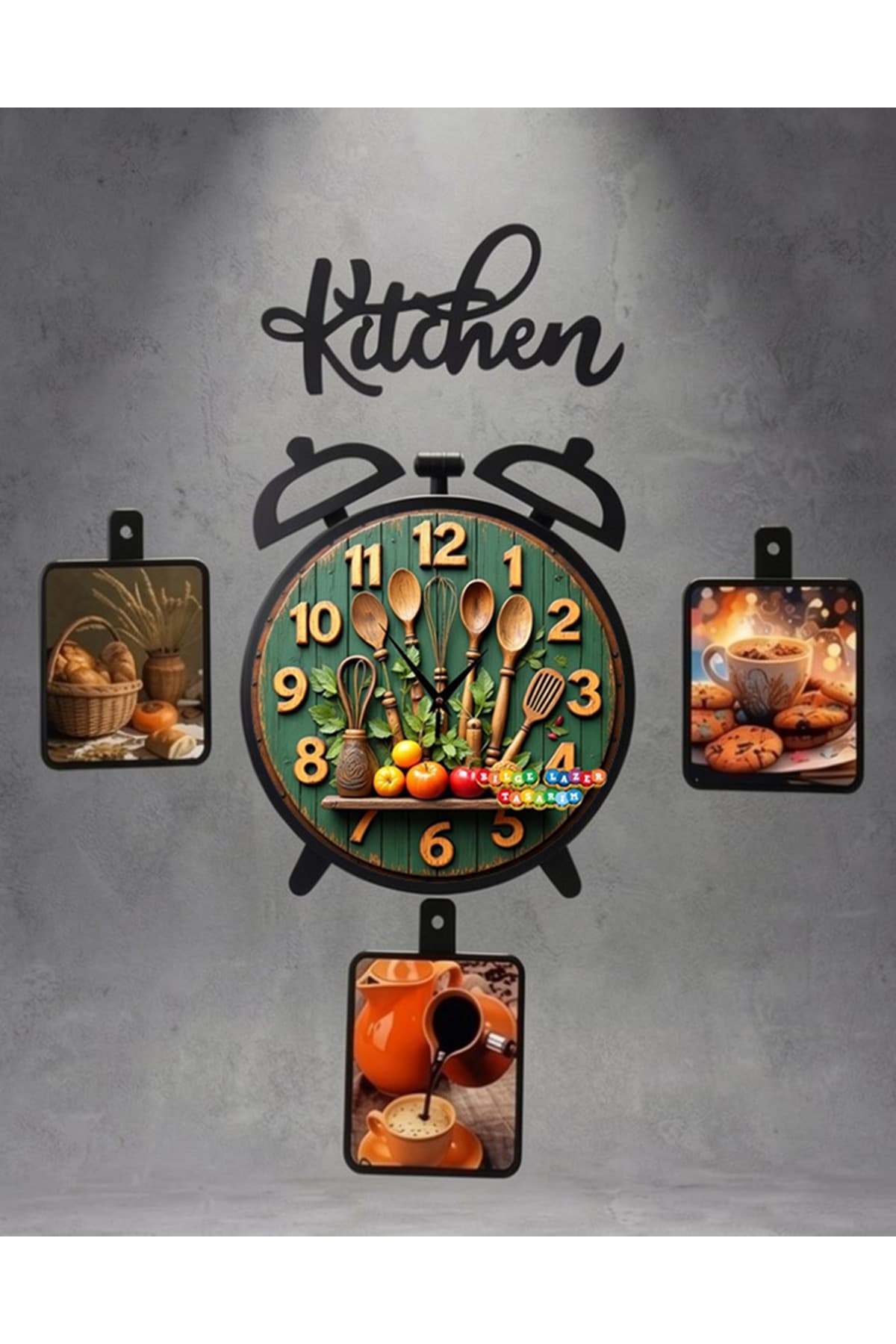 Bilge Ahşap RETRO TASARIM Dekoratif Mutfak Saati (kitchen)