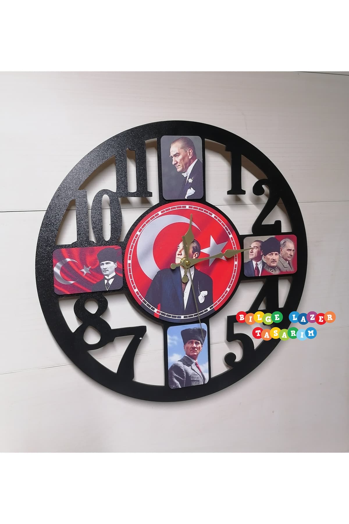 Bilge Duvar Saati, Atatürk Detaylı Dekoratif Ahşap Duvar Saati - Detay