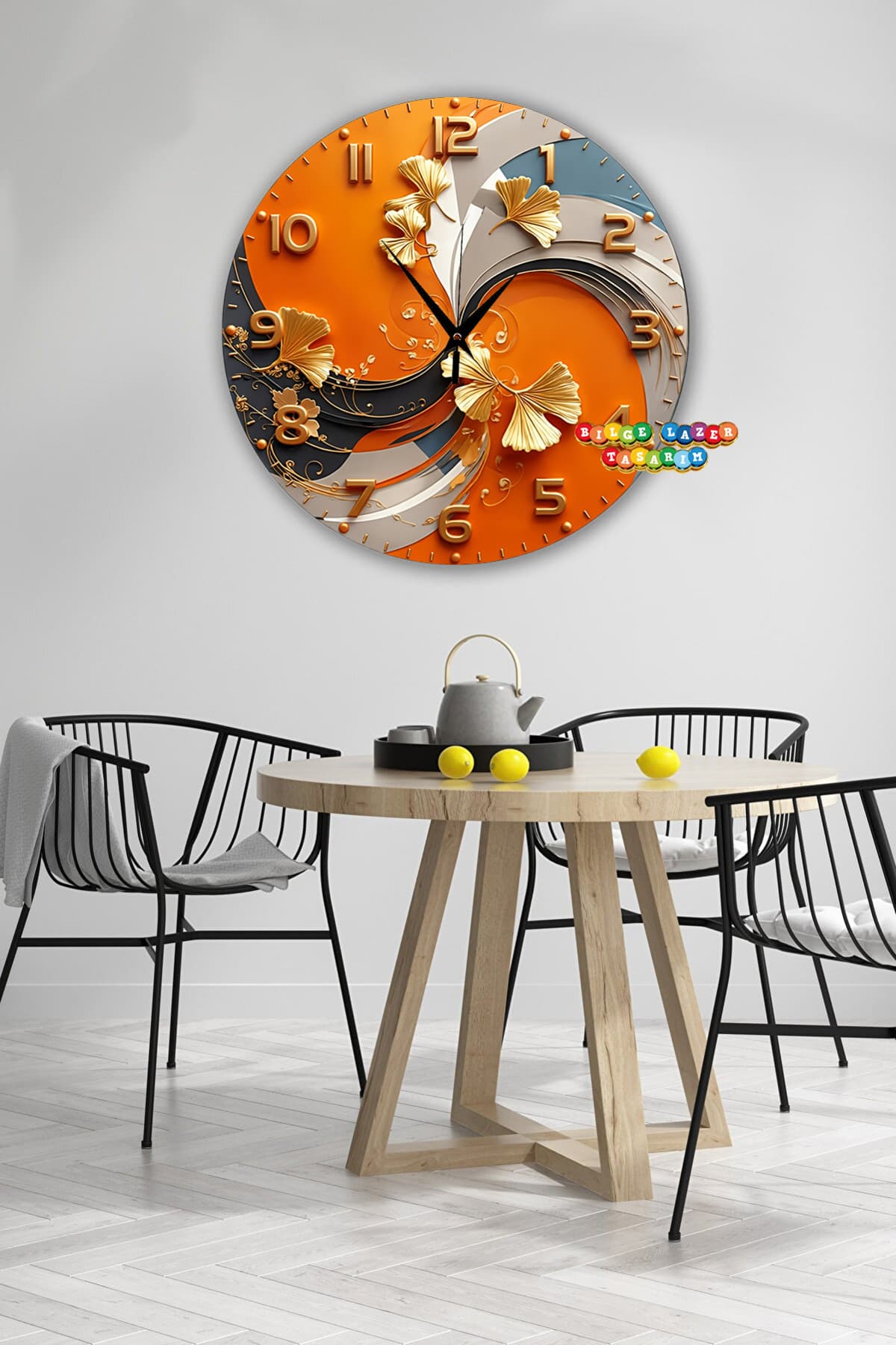 Bilge Ahşap RETRO TASARIM Dekoratif duvar Saati 2 D görünümlü ( kabartma degildir dijital uv baskı )