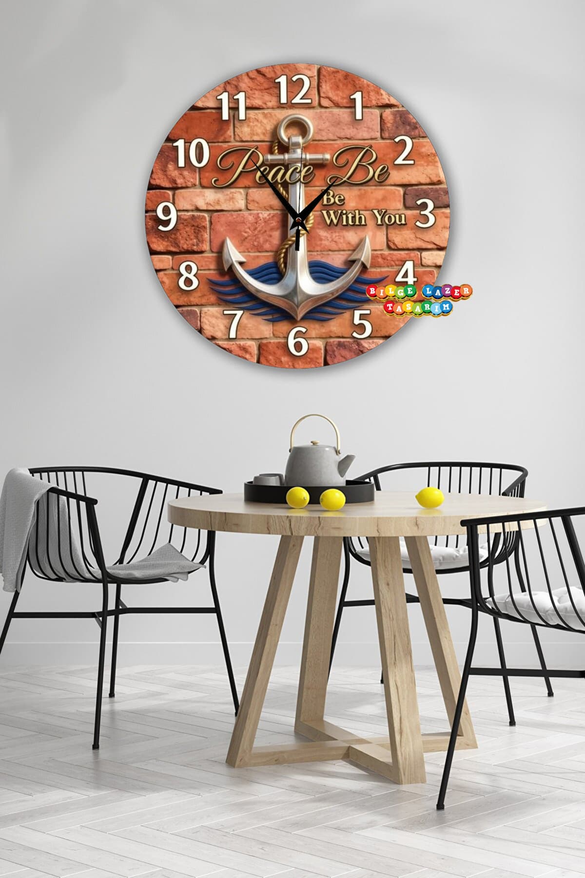 Bilge Ahşap RETRO TASARIM Dekoratif duvar Saati 2 D görünümlü ( KABARTMA DEGİLDİR.dijital uv baskı )