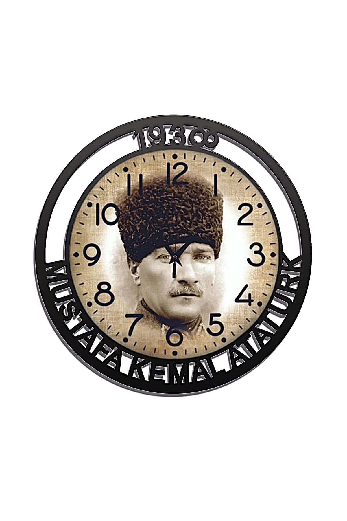 Bilge Duvar Saati, Atatürk Detaylı Dekoratif Ahşap Duvar Saati