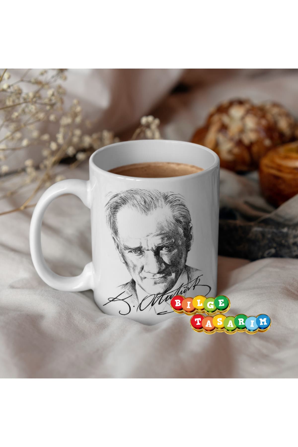 bilge tasarım kupa desenli baskılı özel tasarım kupa ATATÜRK Tasarımlı