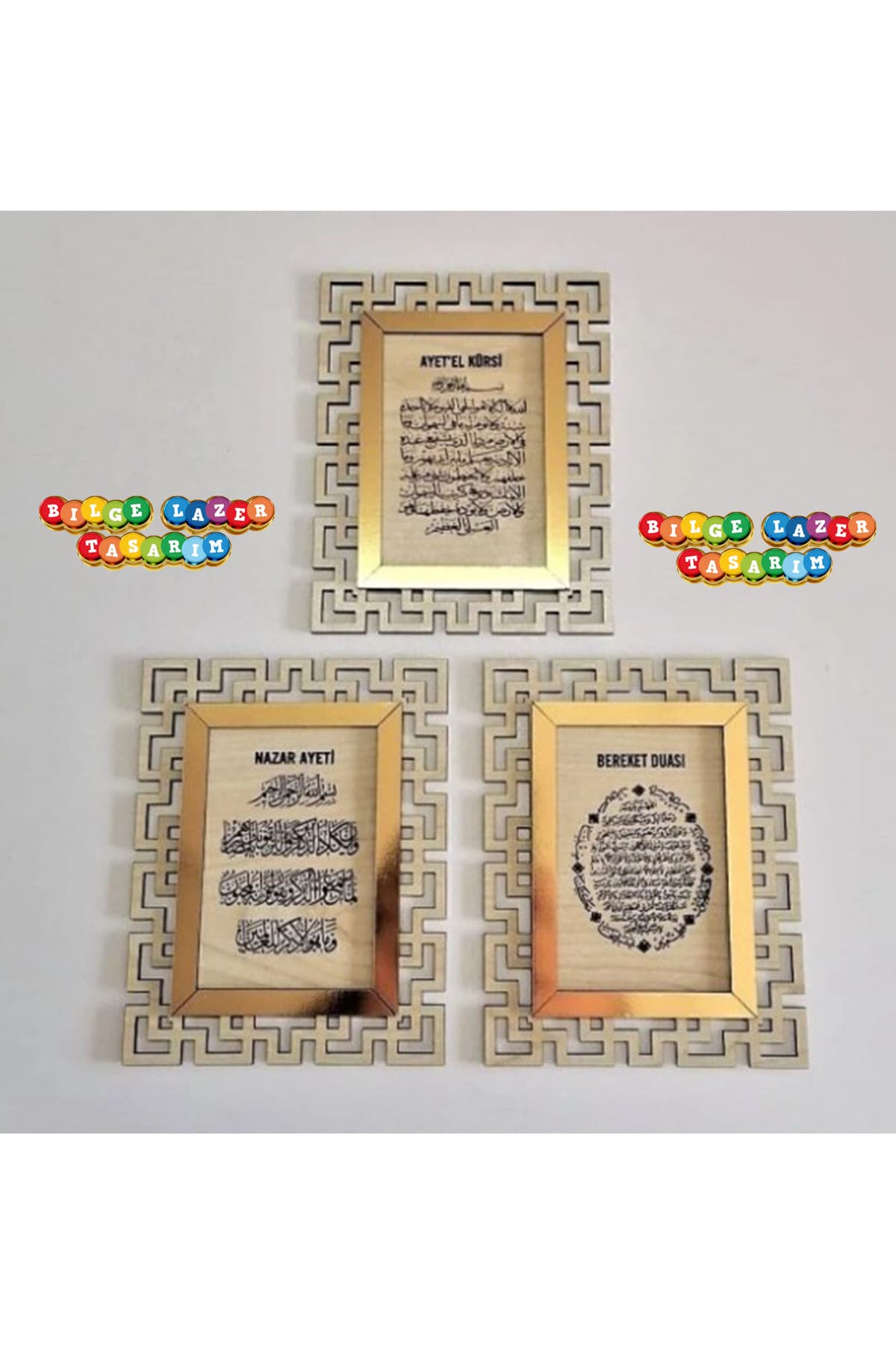 Otantik bilge tasarım Hediyelik 3 Lü Ayet'el Kürsi & Nazar Duası & Bereket Duası
