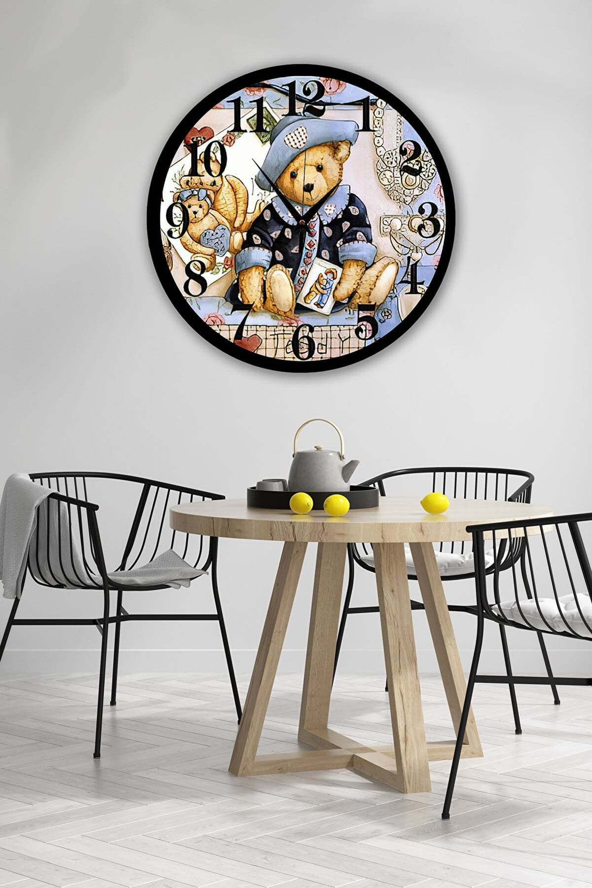 Bilge Retro Tasarımlı Duvar Saati 35x35cm - Detay