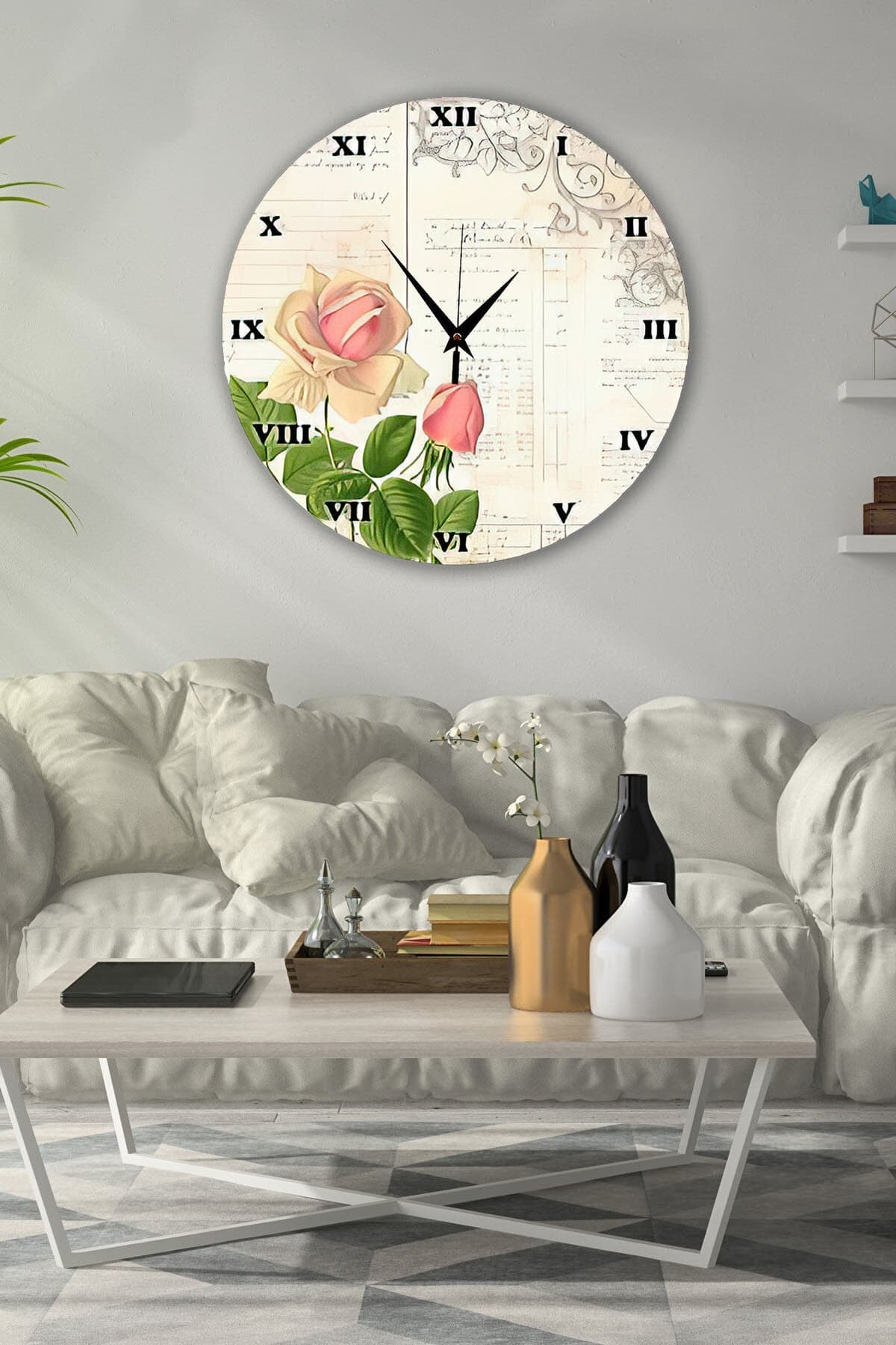 Bilge Retro Tasarımlı Duvar Saati 35x35cm - Detay