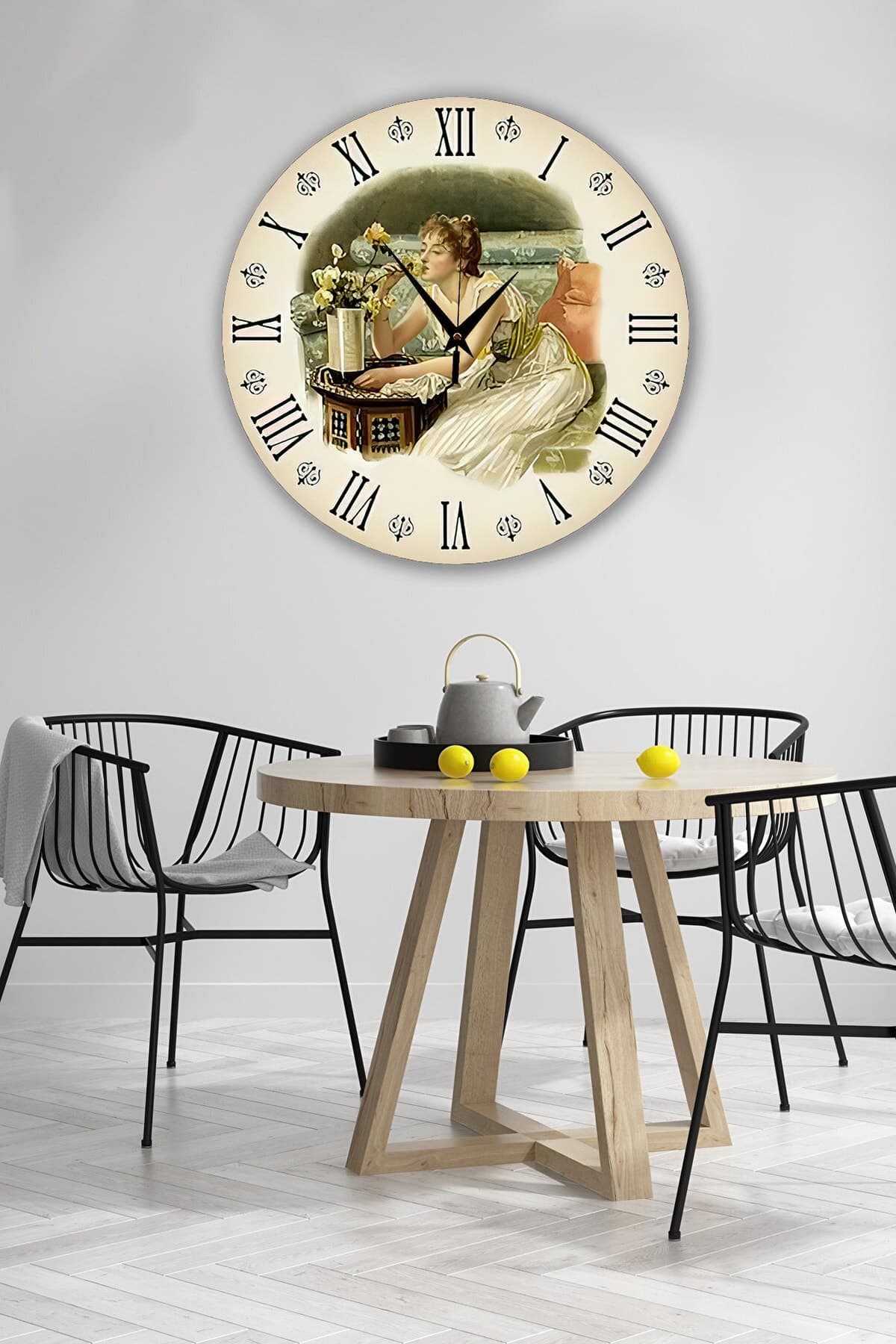 Bilge Retro Tasarımlı Duvar Saati 35x35cm - Detay