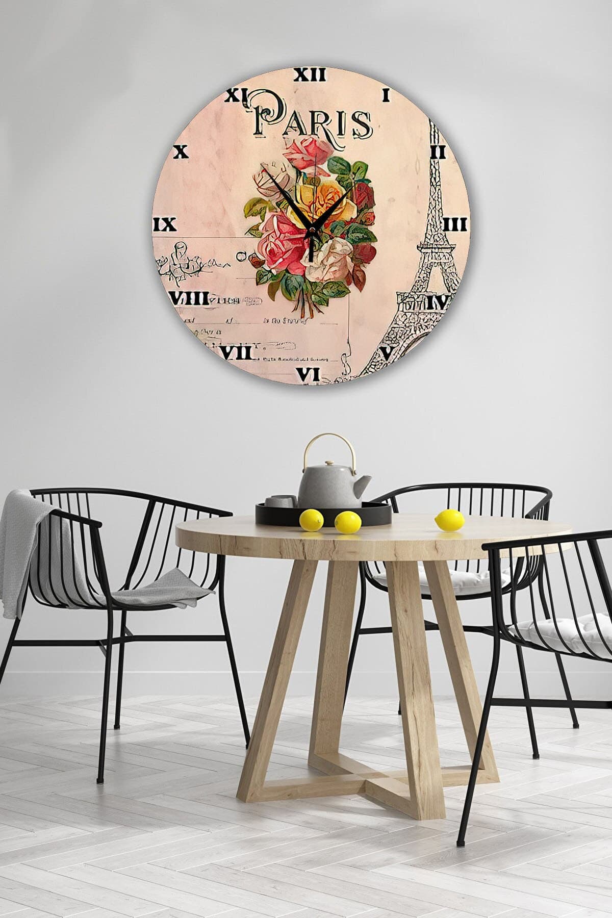 Bilge Retro Tasarımlı Duvar Saati 35x35cm - Detay